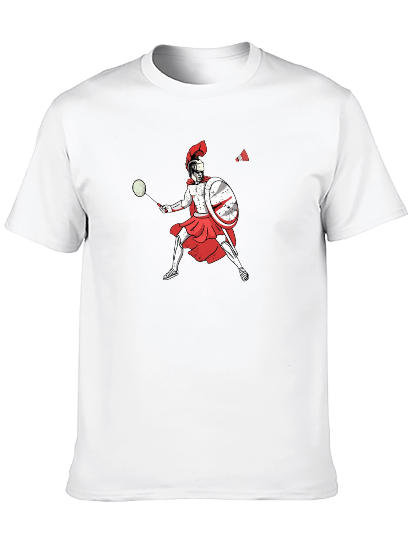 Black Spartan Badminton Player Graphic Tee view 10