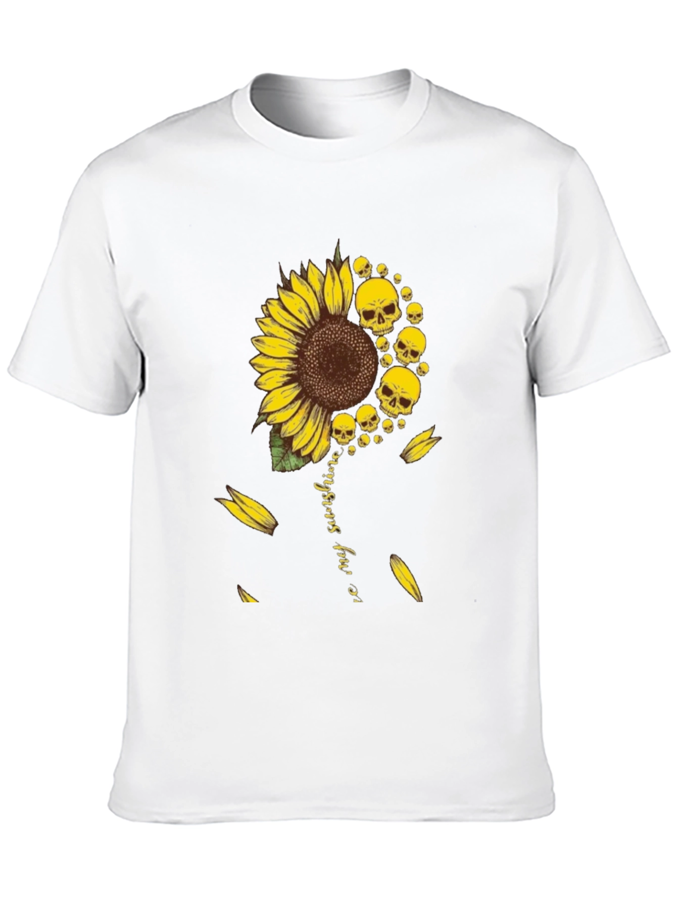 Black Sunflower Skull Graphic T-Shirt - You Are My Sunshine Tee view 10