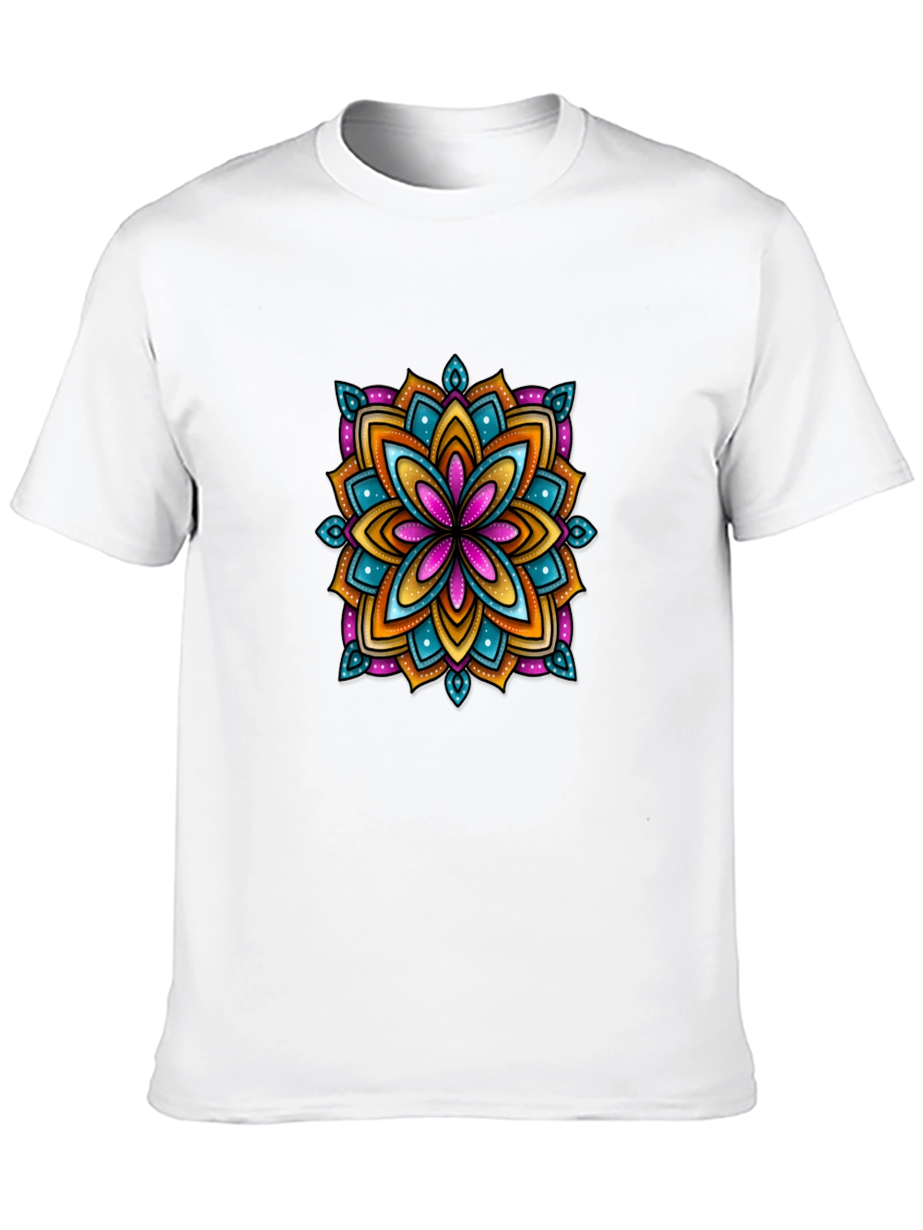 Black Vibrant Mandala Graphic Black T-Shirt view 10