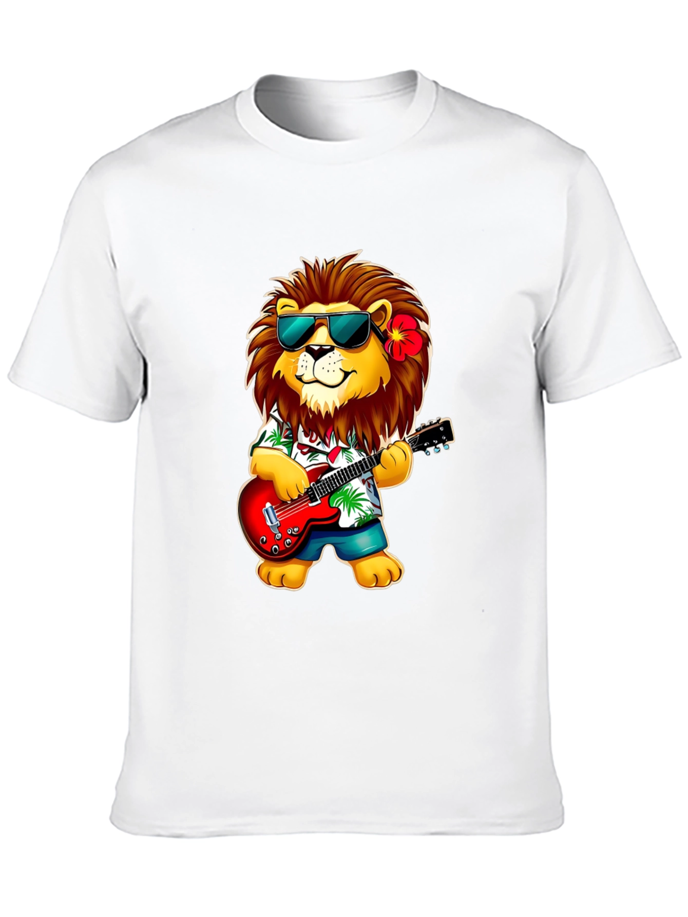 Black Lion Guitarist Graphic Tee - Cool Novelty Shirt view 10