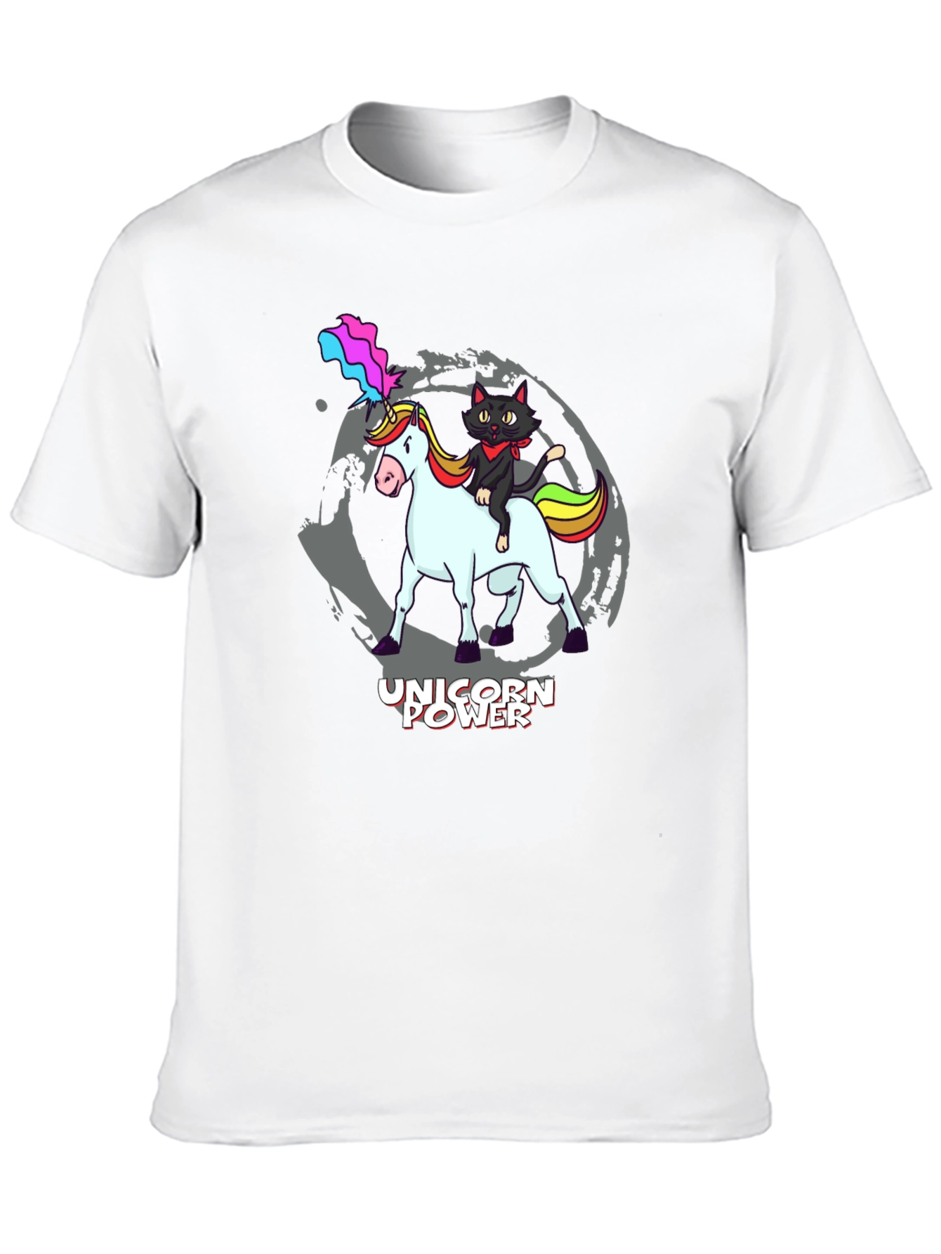 Black Unicorn Power T-Shirt - Cat Riding Unicorn! view 10