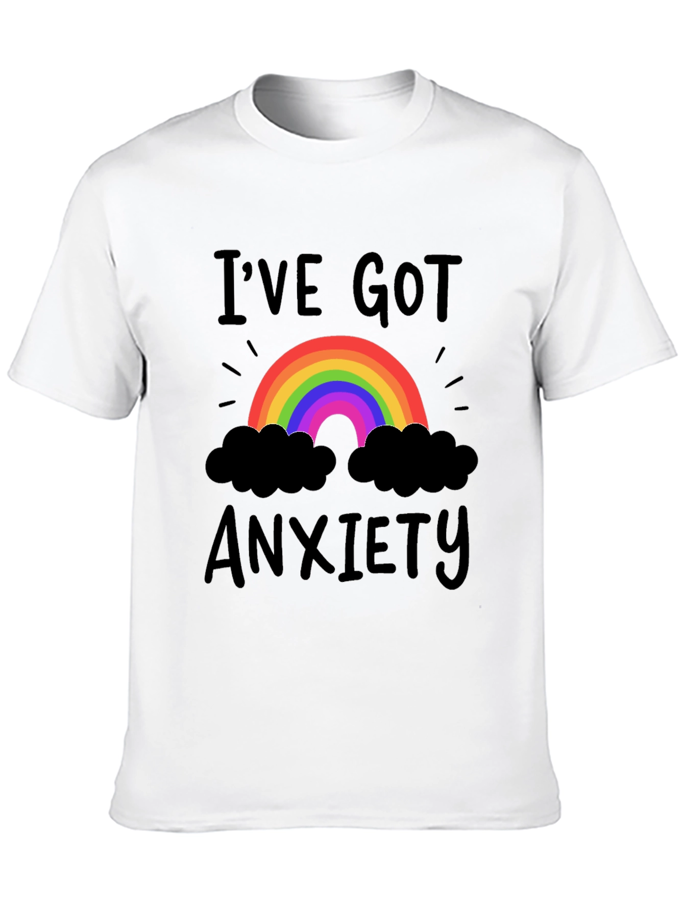 Black I've Got Anxiety T-Shirt Rainbow Black view 10