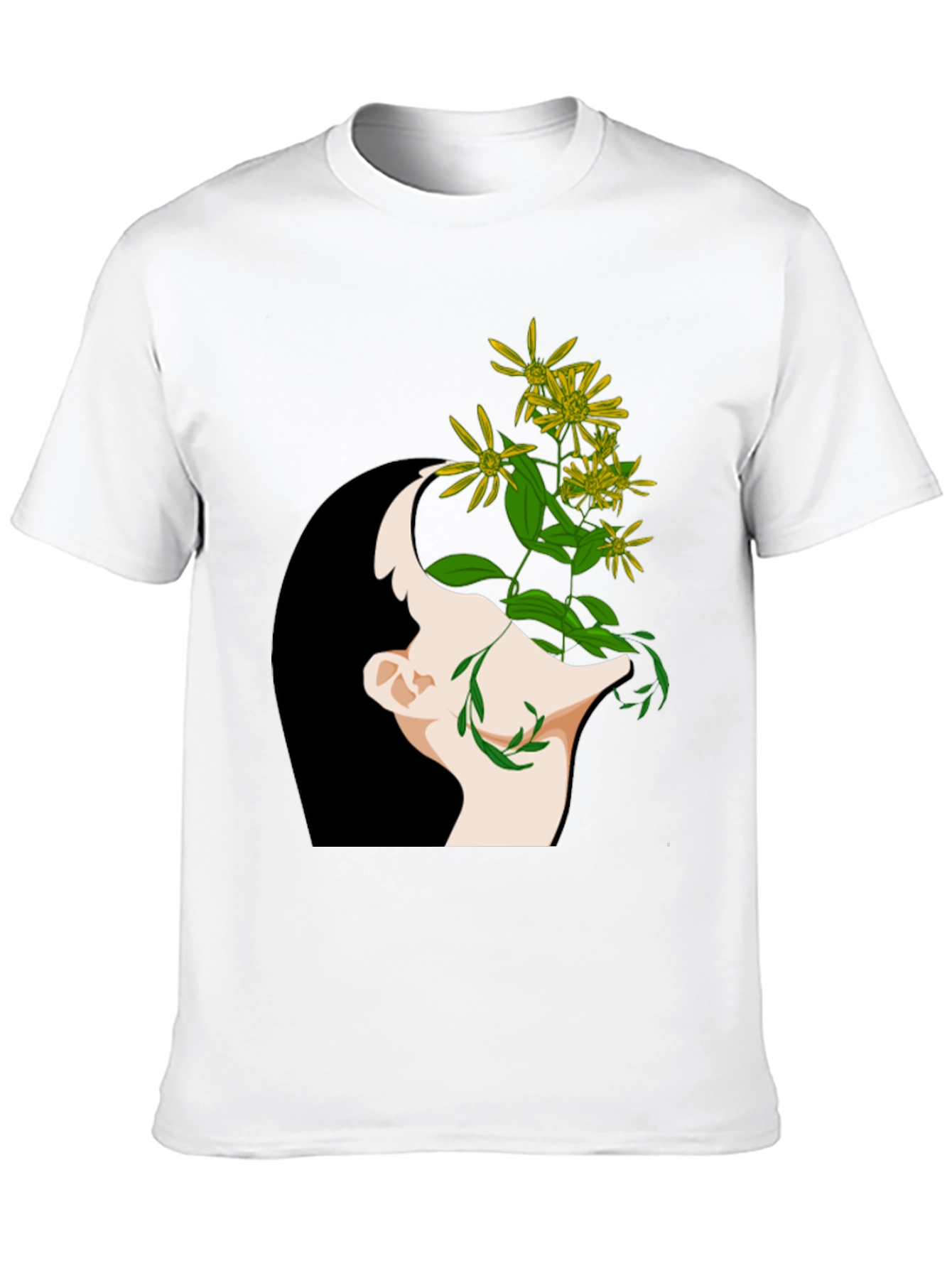 Black Floral Mind Black T-Shirt - Artistic Graphic Tee view 10