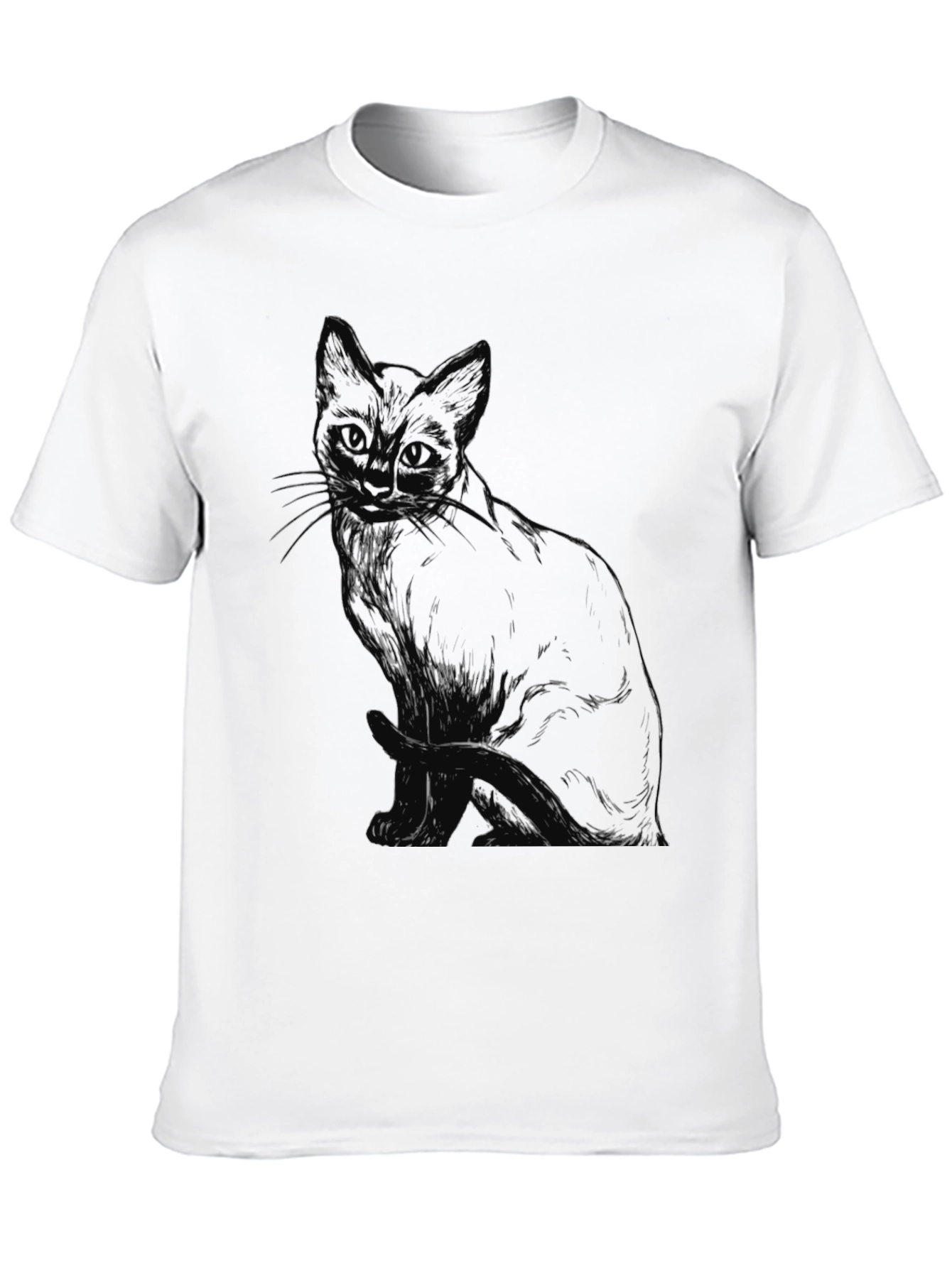 Black Black Cat Sketch Graphic T-Shirt view 10