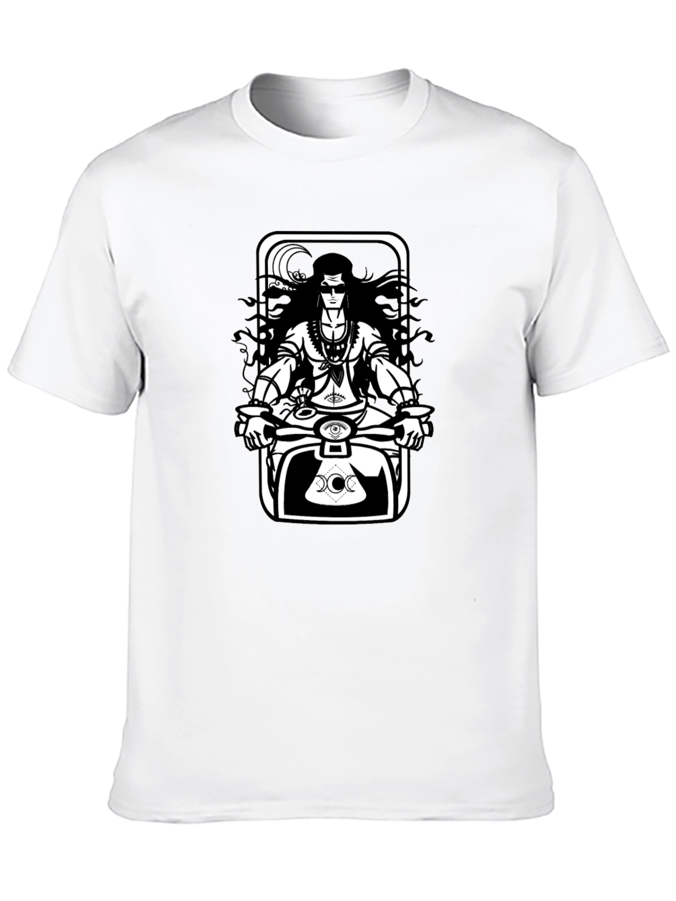 Black Shiva Motorbike Graphic Tee - Black Cotton Blend view 10