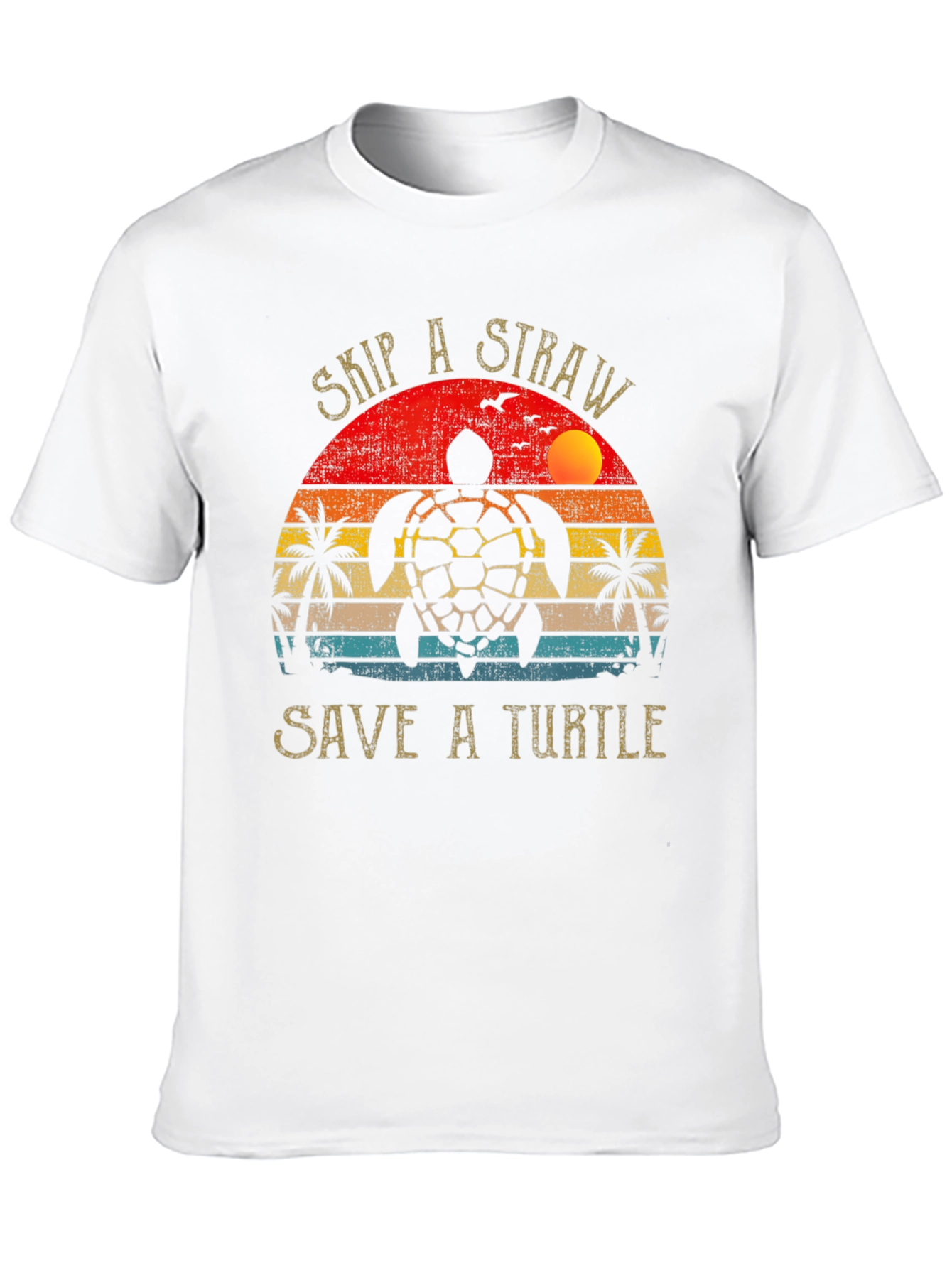 Black Skip a Straw Save a Turtle Graphic Tee view 10