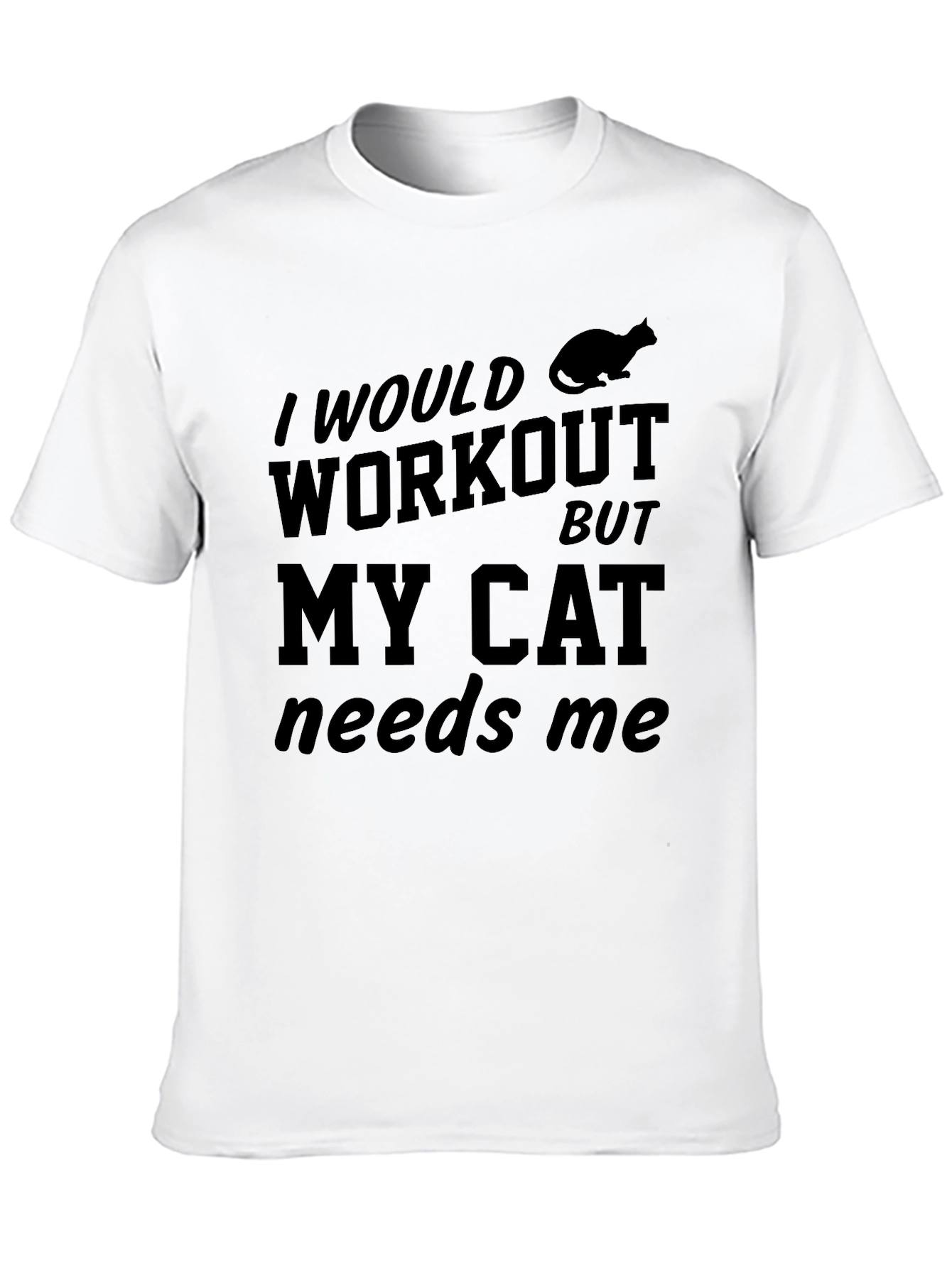Black Funny Cat Lover Workout Graphic T-Shirt view 10