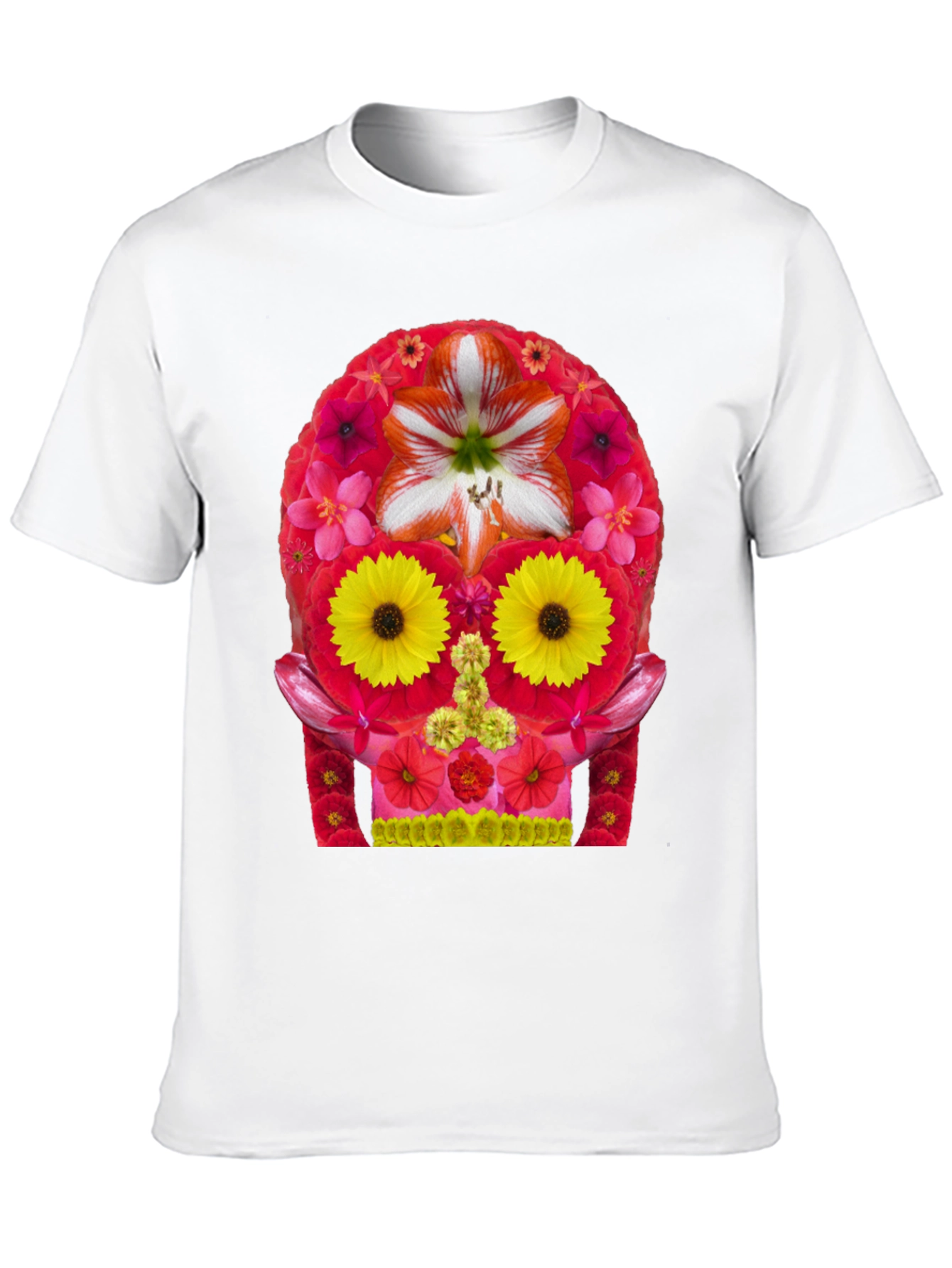 Black Floral Skull Graphic Tee - Men's Black T-Shirt view 10