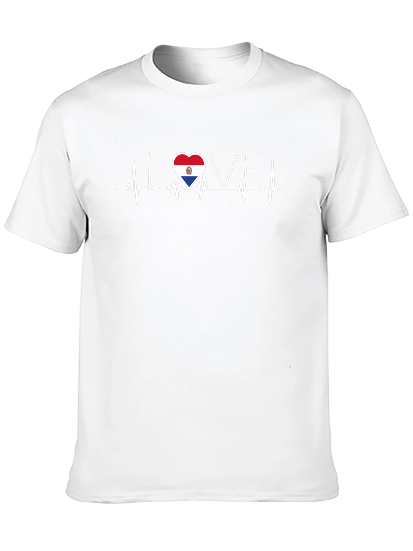Black I Love Paraguay Heartbeat Graphic T-Shirt view 10