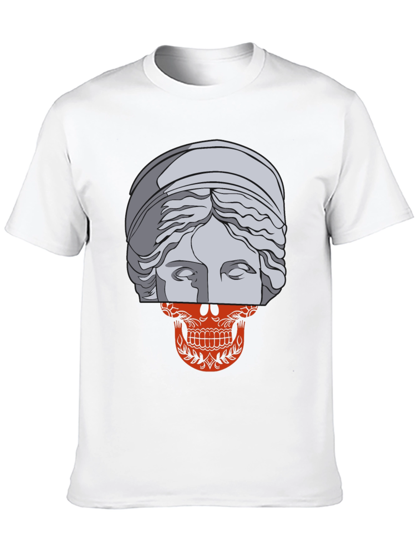 Black Skull Meets Statue Graphic Tee view 10