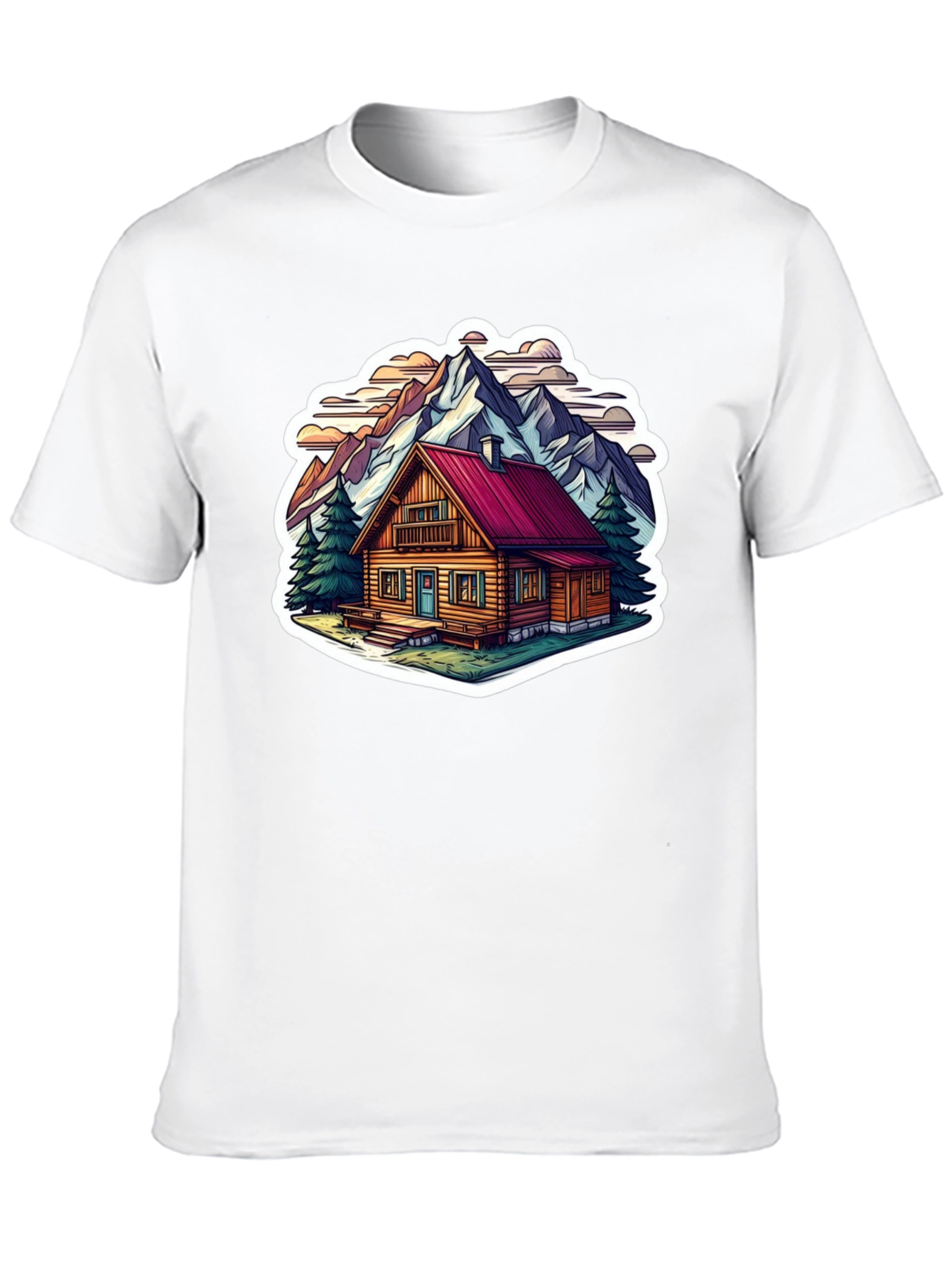 Black Cabin in the Mountains Graphic T-Shirt view 10