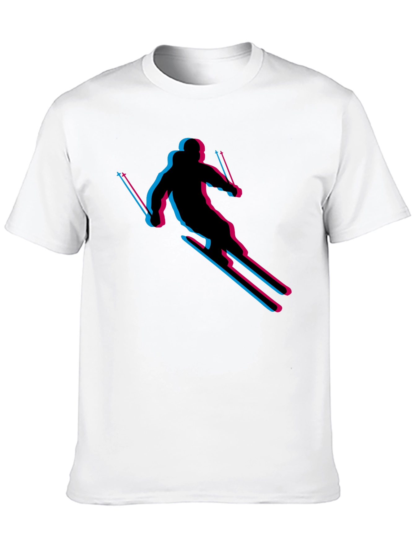 Black Retro Skiing T-Shirt - Black Cotton Blend view 10