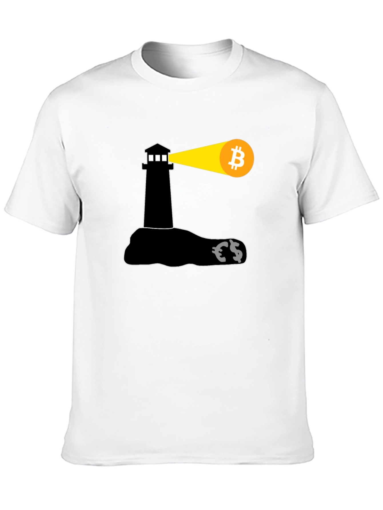 Black Bitcoin Lighthouse Black T-Shirt view 10