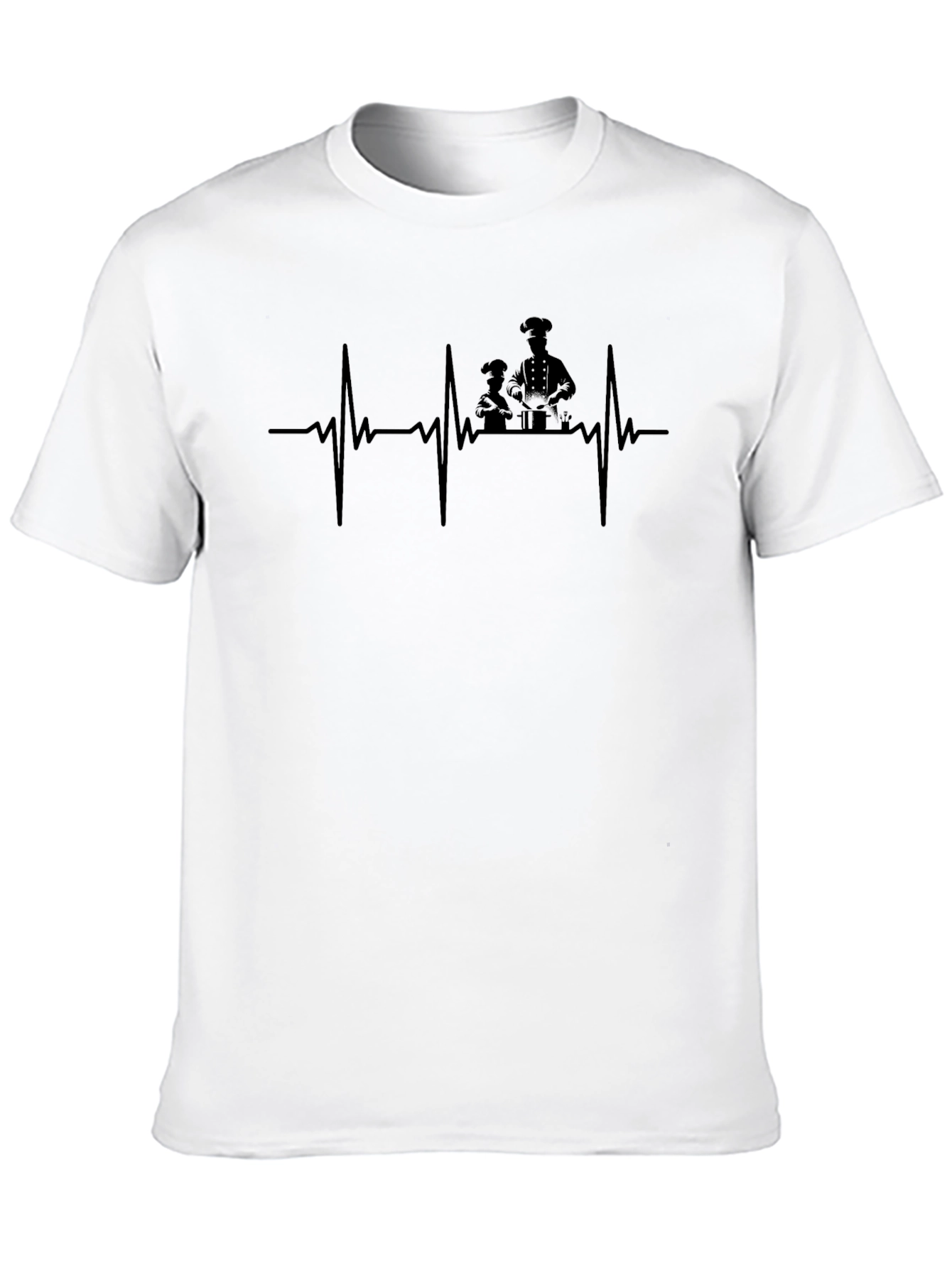 Black Chef Heartbeat T-Shirt - Black Cotton Crew Neck view 10