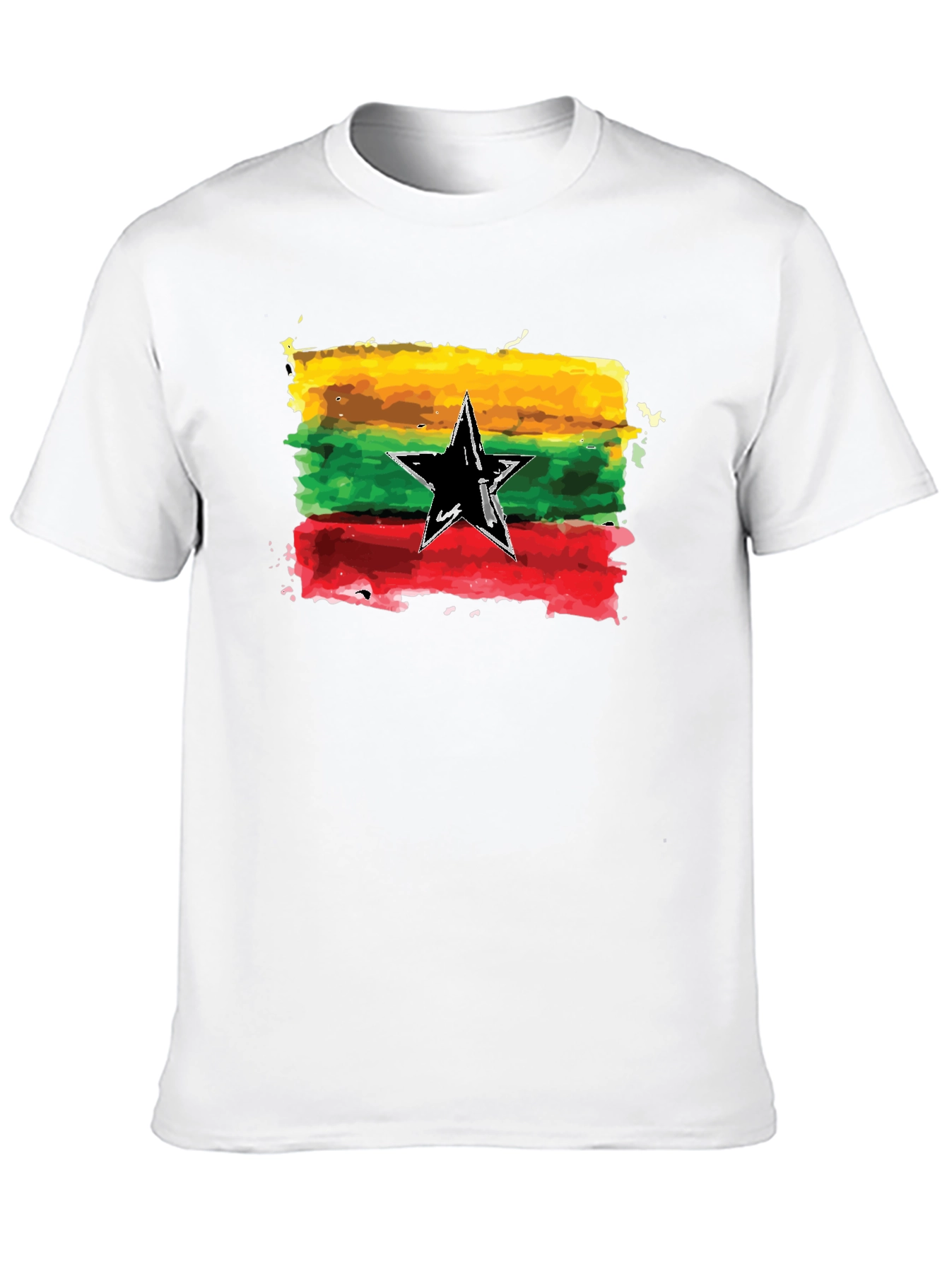 Black Ghana Flag Watercolor Graphic Tee view 10