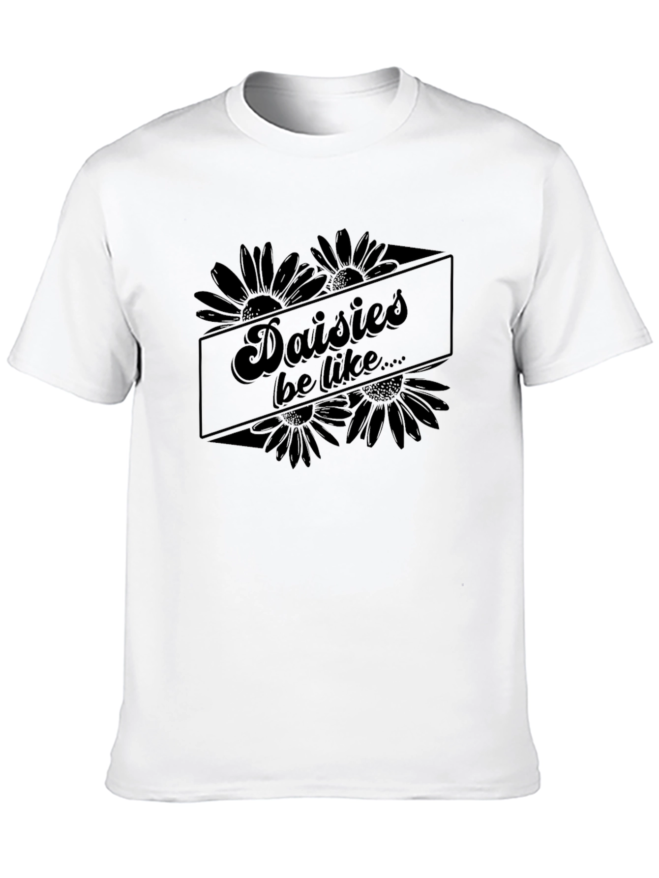 Black Daisies Be Like Graphic Tee - Unisex Black T-Shirt view 10