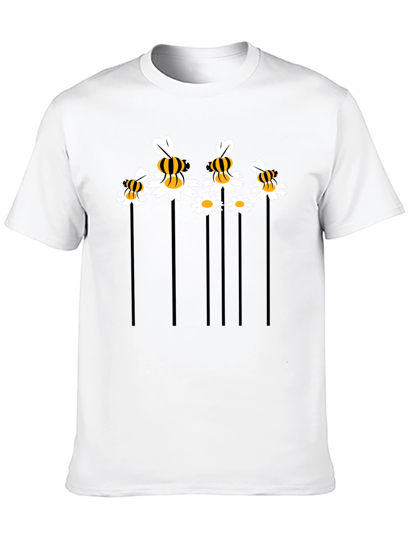 Black Bee & Daisy Graphic Tee - Black Cotton Blend view 10