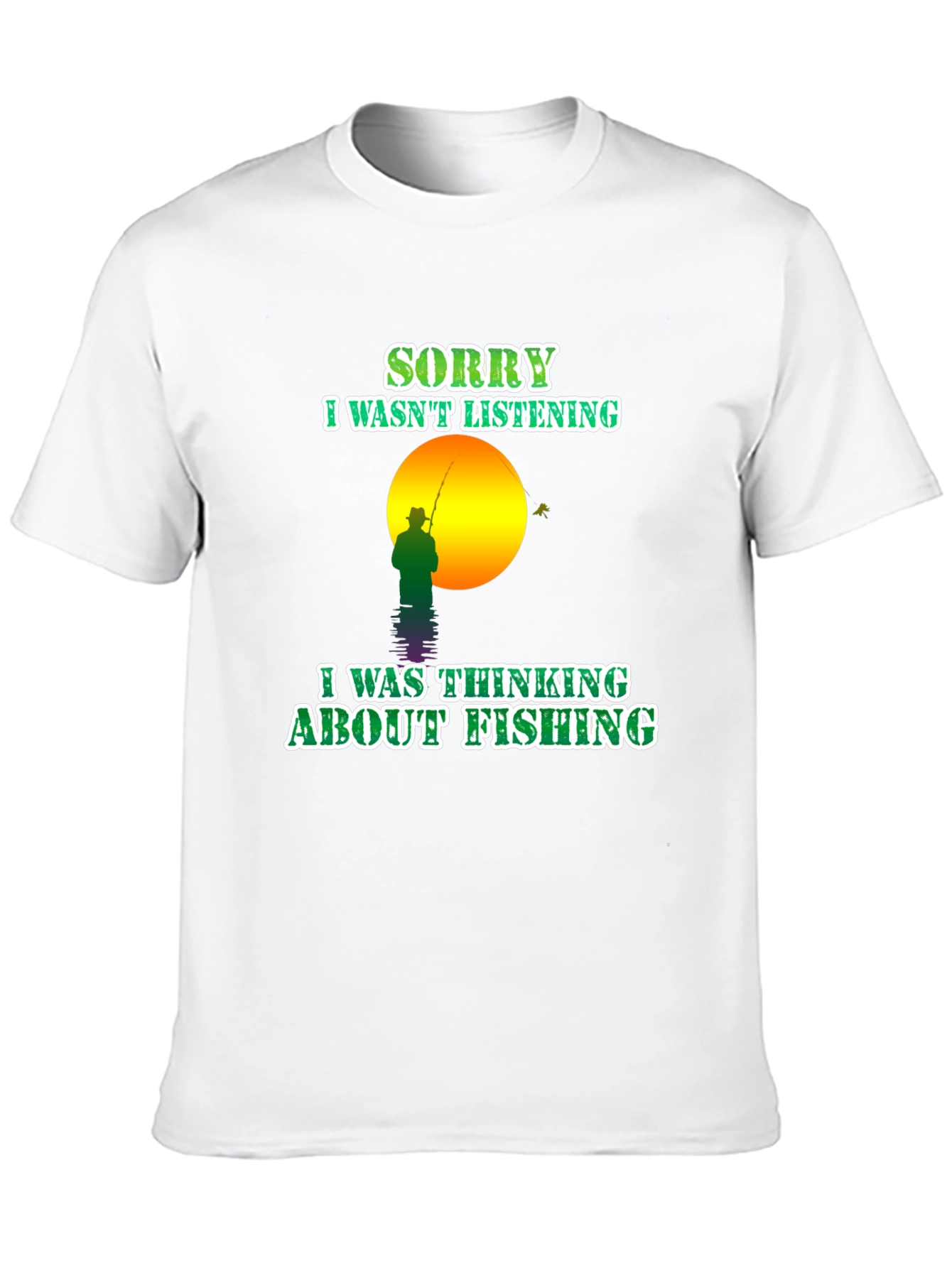 Black Fishing T-Shirt: Sorry, Thinking About Fishing view 10