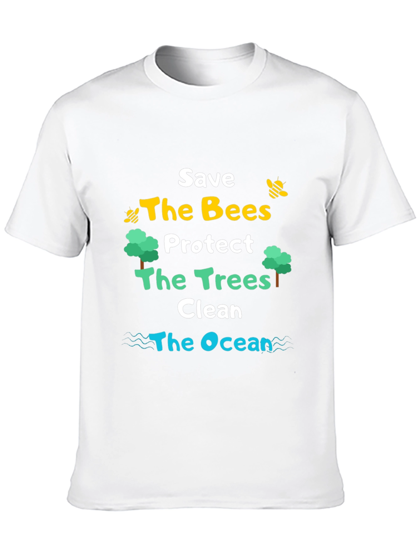 Black Save the Bees, Trees, Ocean T-Shirt view 10