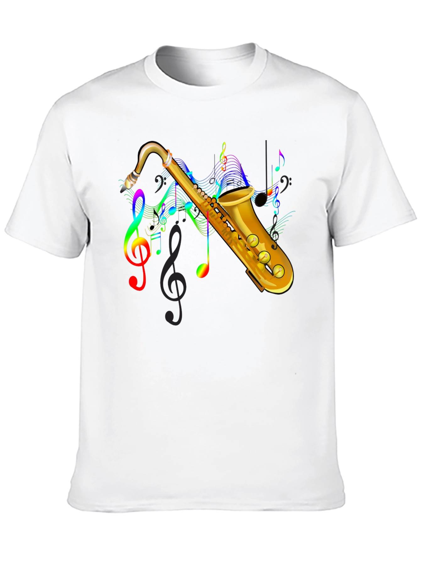 Black Saxophone Music Note Graphic Tee - Black view 10