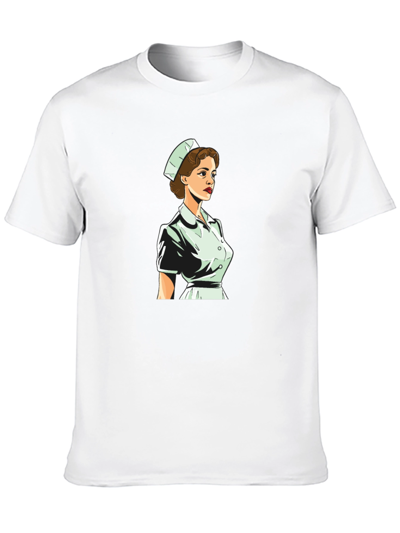 Black Retro Nurse Graphic Tee - Black Cotton Blend view 10