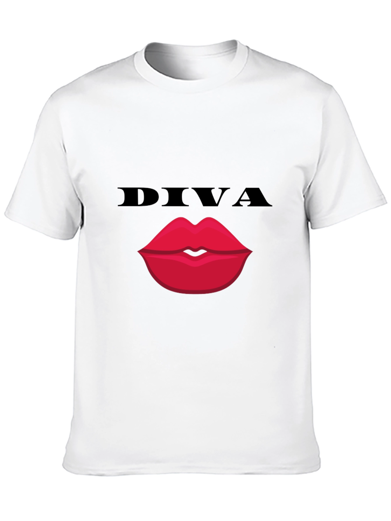 Black Diva Lips Graphic Tee - Bold Black Cotton T-Shirt view 10