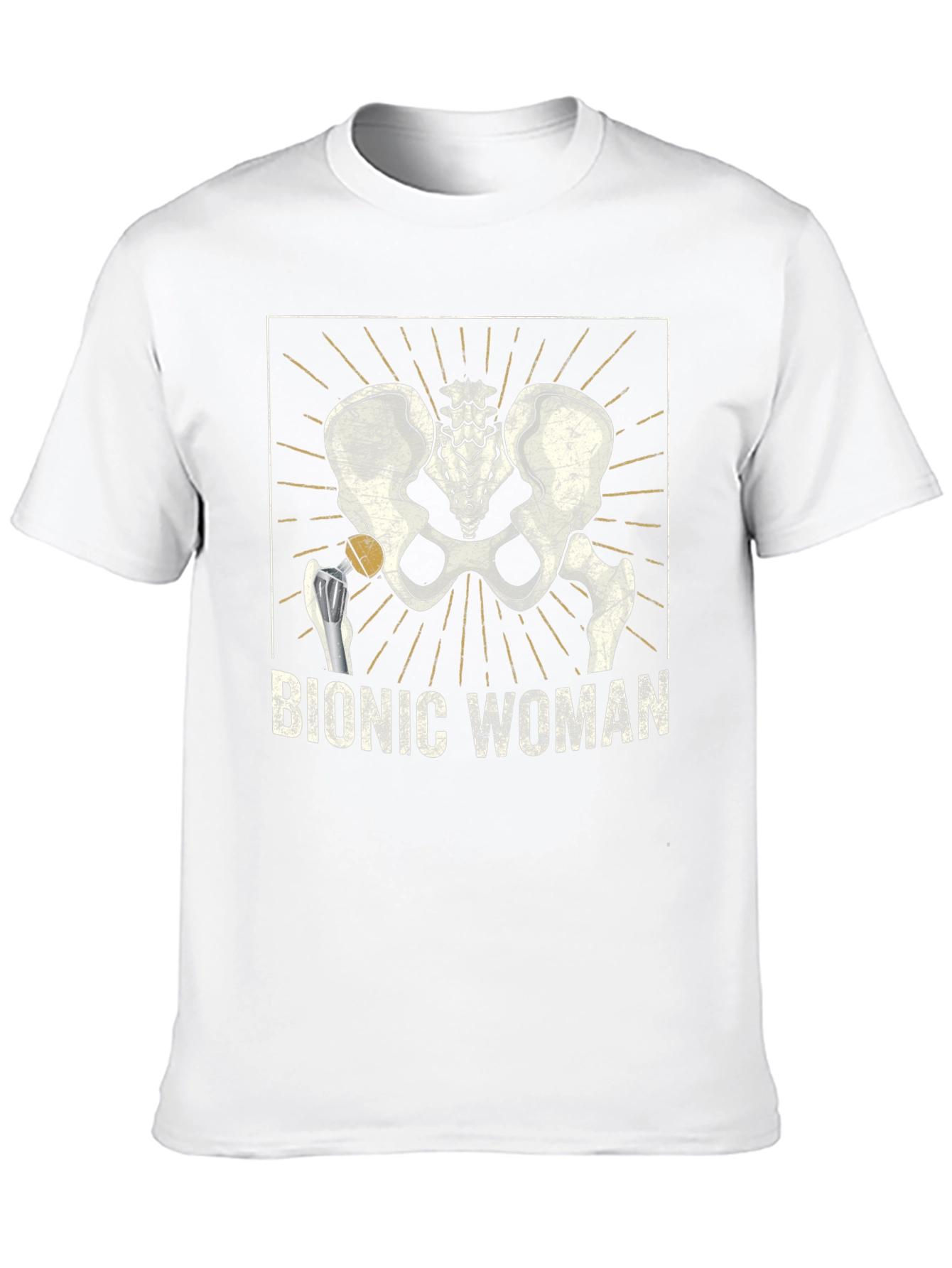 Black Bionic Woman Hip Replacement Graphic Tee view 10