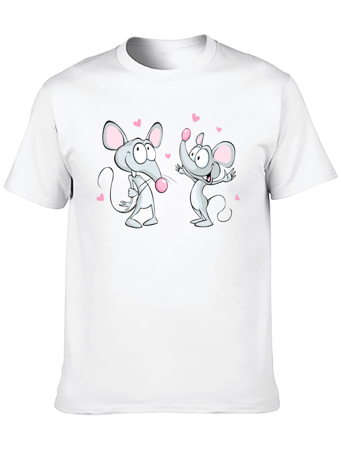 Black Cute Cartoon Mice Valentine's T-Shirt view 10