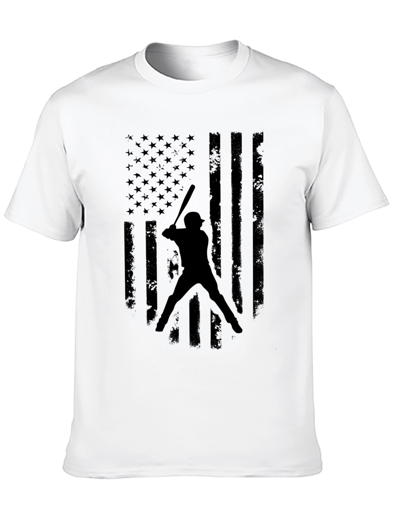 Black American Flag Baseball Graphic T-Shirt view 10