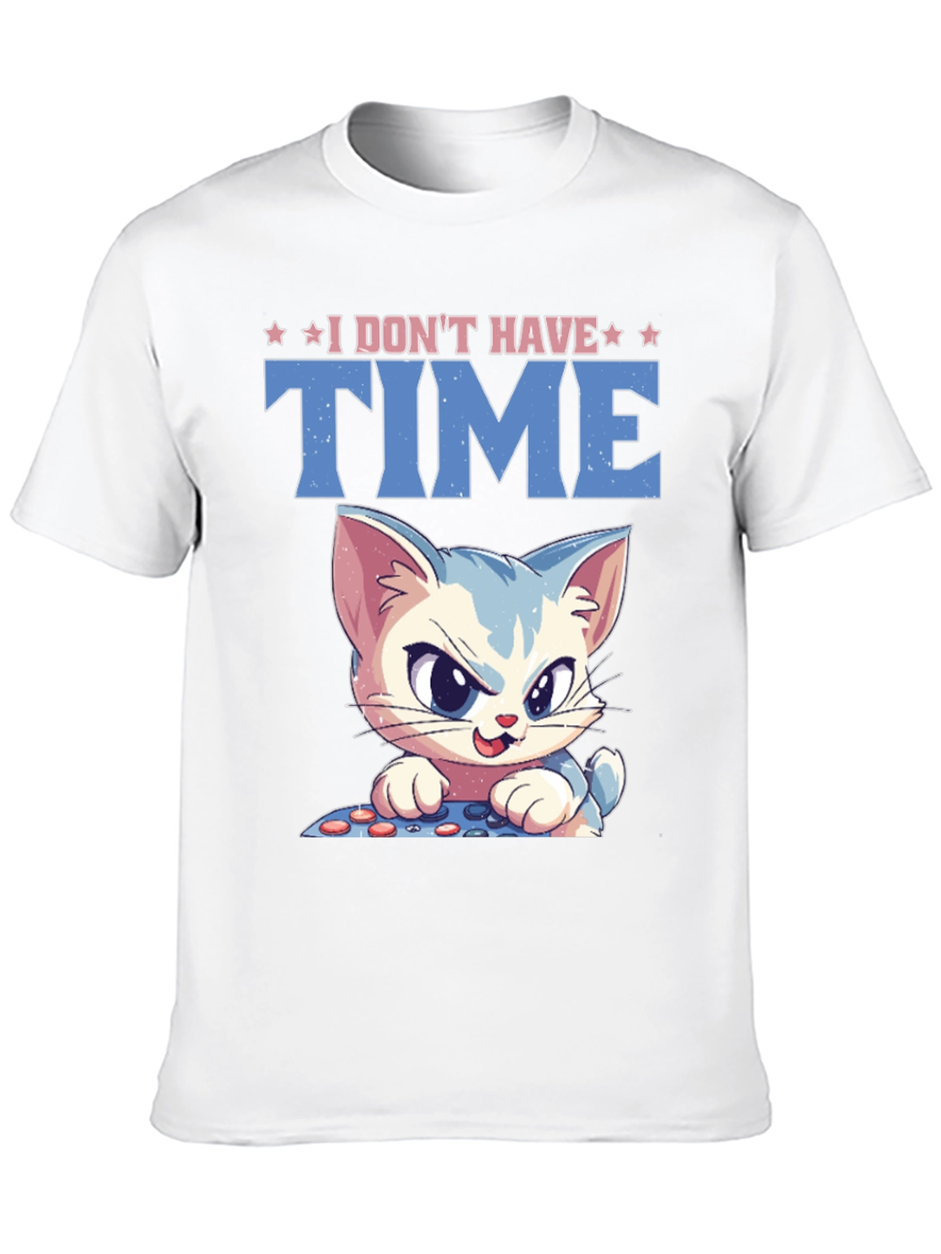 Black I Don't Have Time Cat Gamer Black T-Shirt view 10