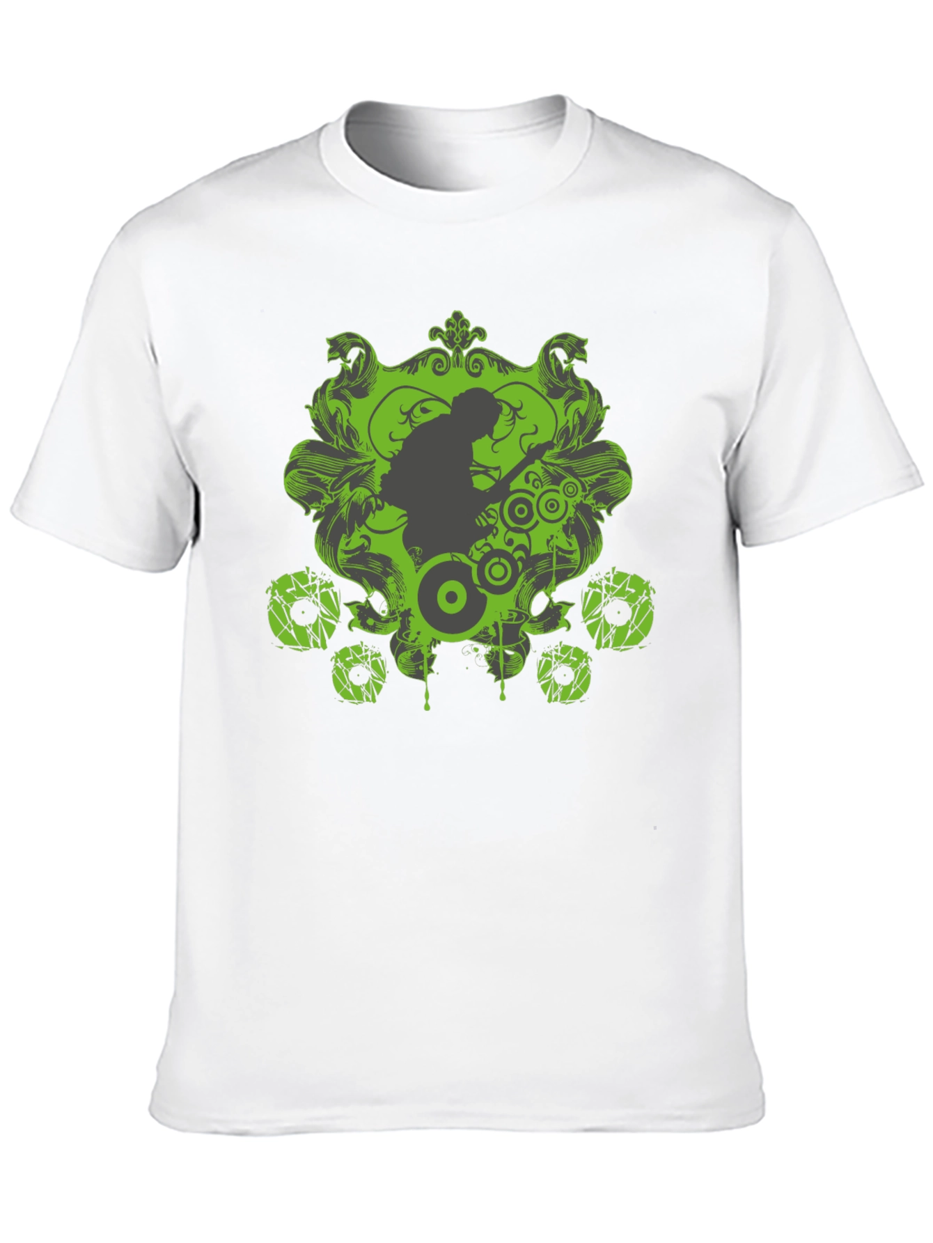 Black Cool Graphic Tee - Black with Green Design view 10