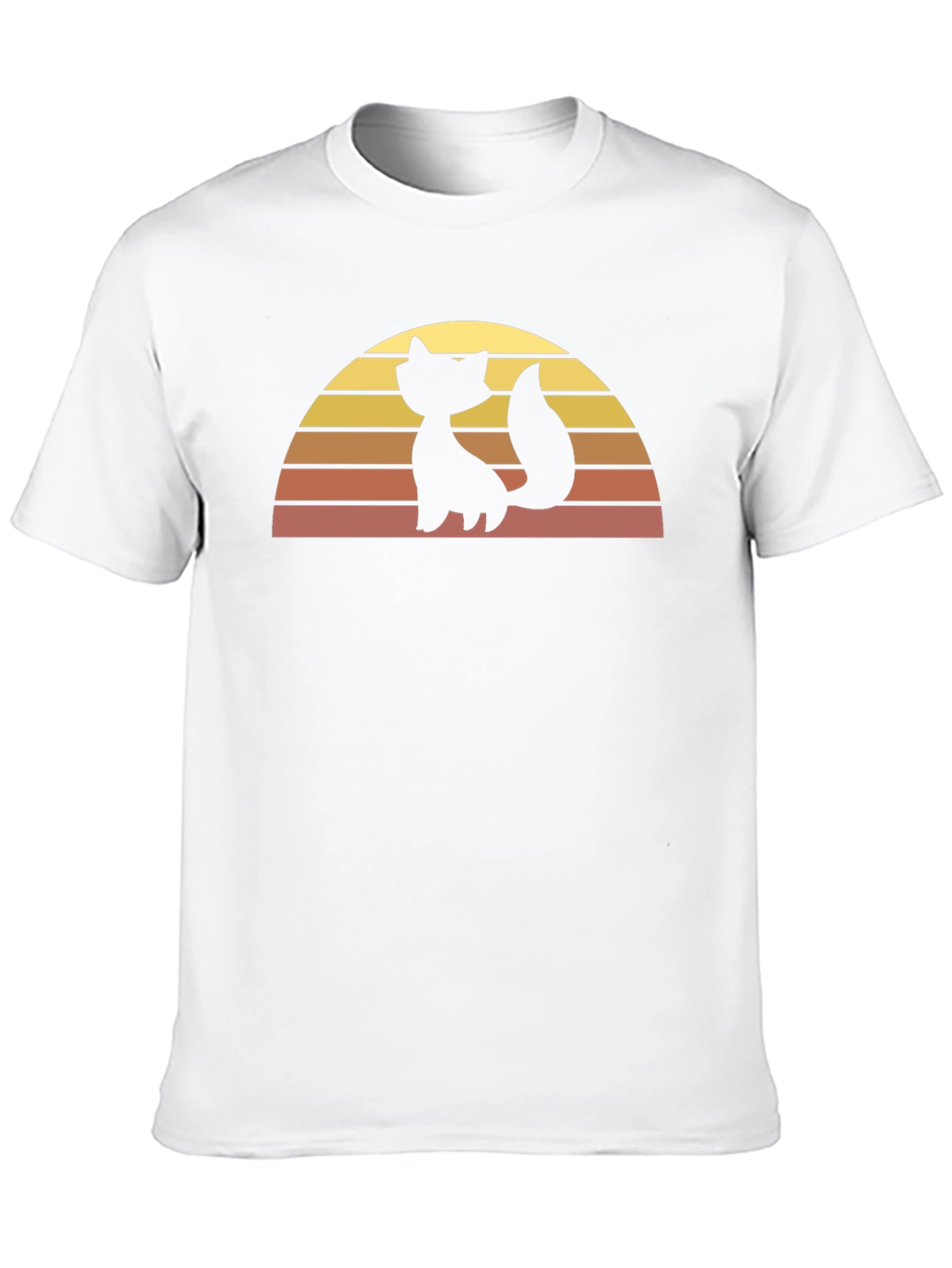 Black Retro Cat Sunset Graphic Tee - Black Cotton T-Shirt view 10