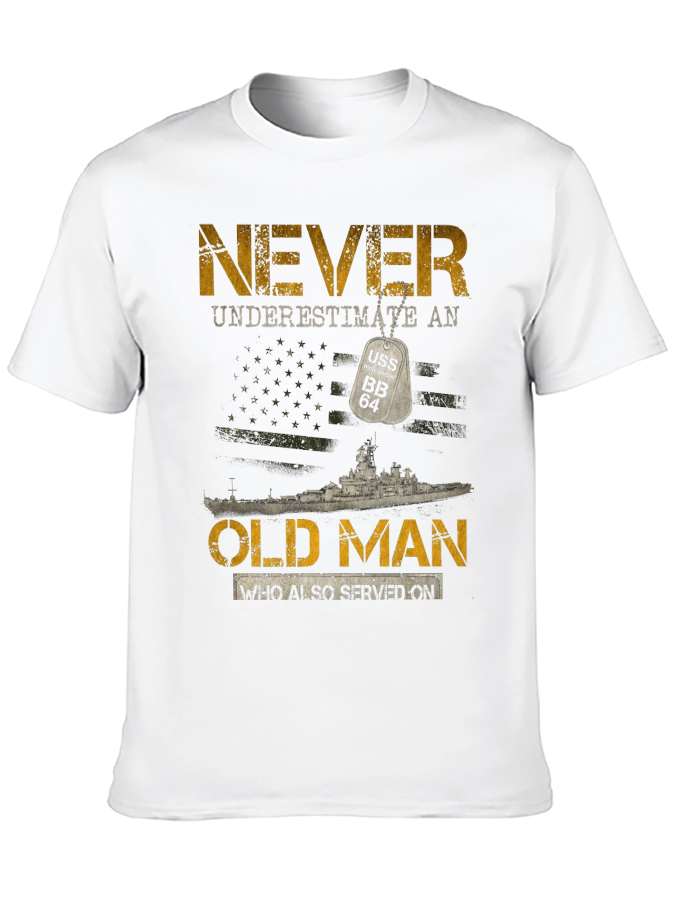 Black Never Underestimate an Old Man USS BB 64 T-Shirt view 10