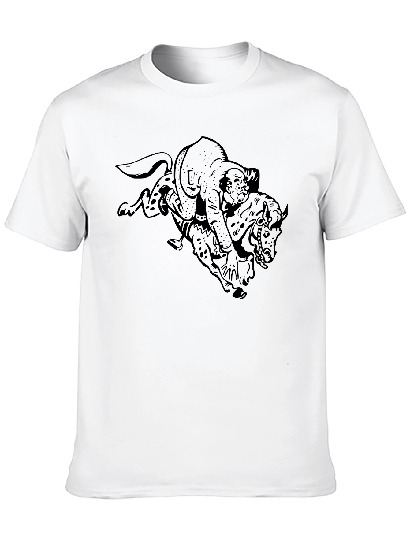 Black Black Graphic Tee - Man Riding Animal Design view 10