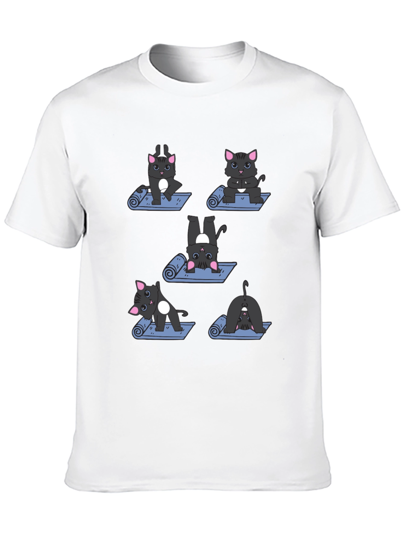 Black Yoga Cat T-Shirt - Funny Cartoon Tee view 10