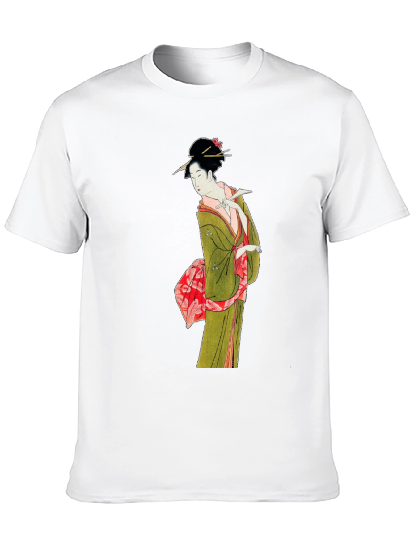 Black Japanese Geisha Art T-Shirt - Unique Ukiyo-e Design view 10