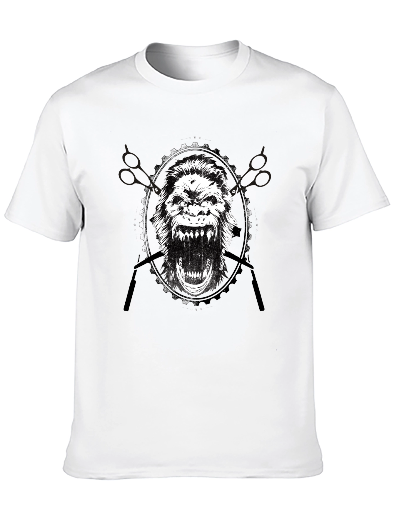 Black Gorilla Barber Graphic Tee - Black Cotton T-Shirt view 10