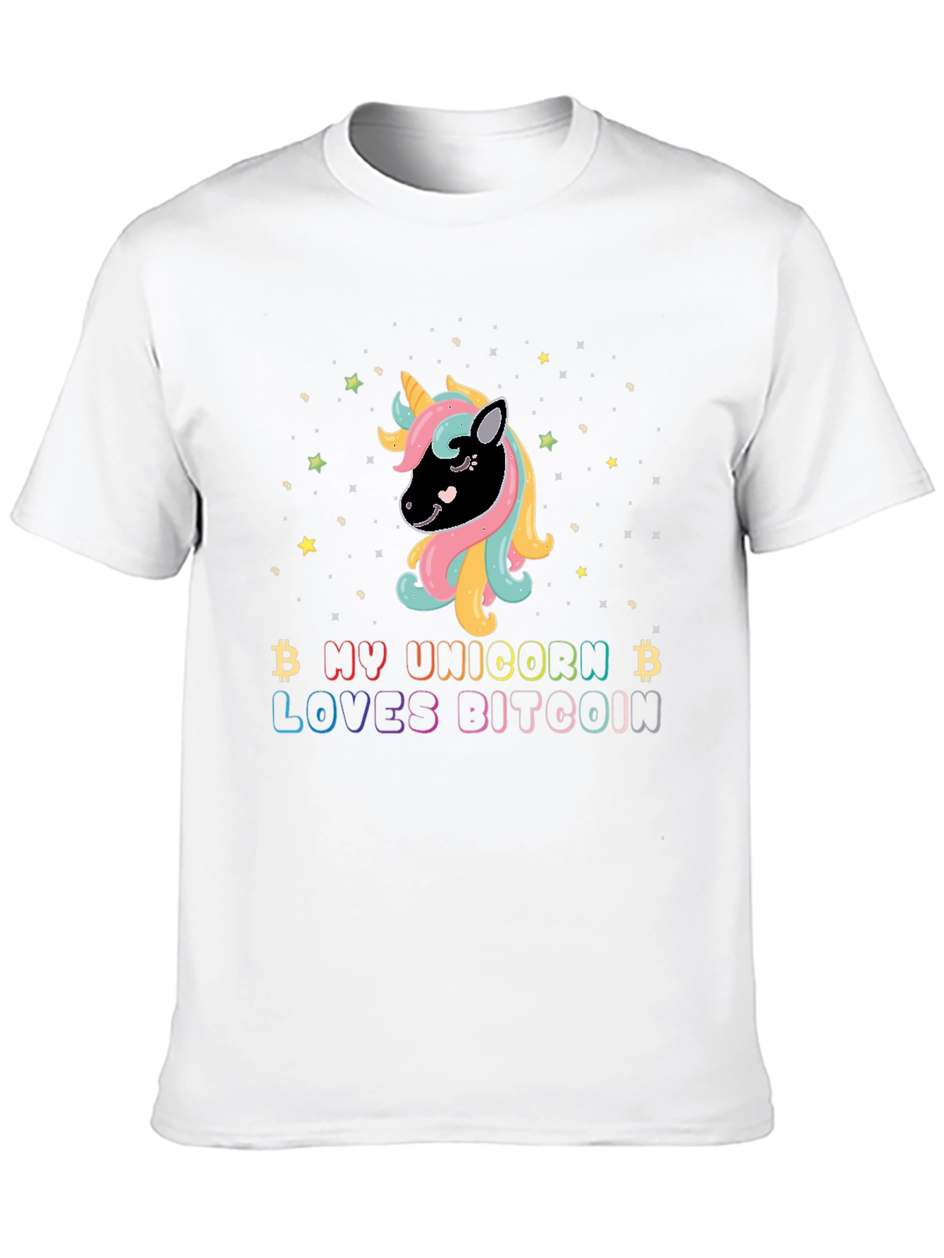 Black My Unicorn Loves Bitcoin Graphic T-Shirt view 10