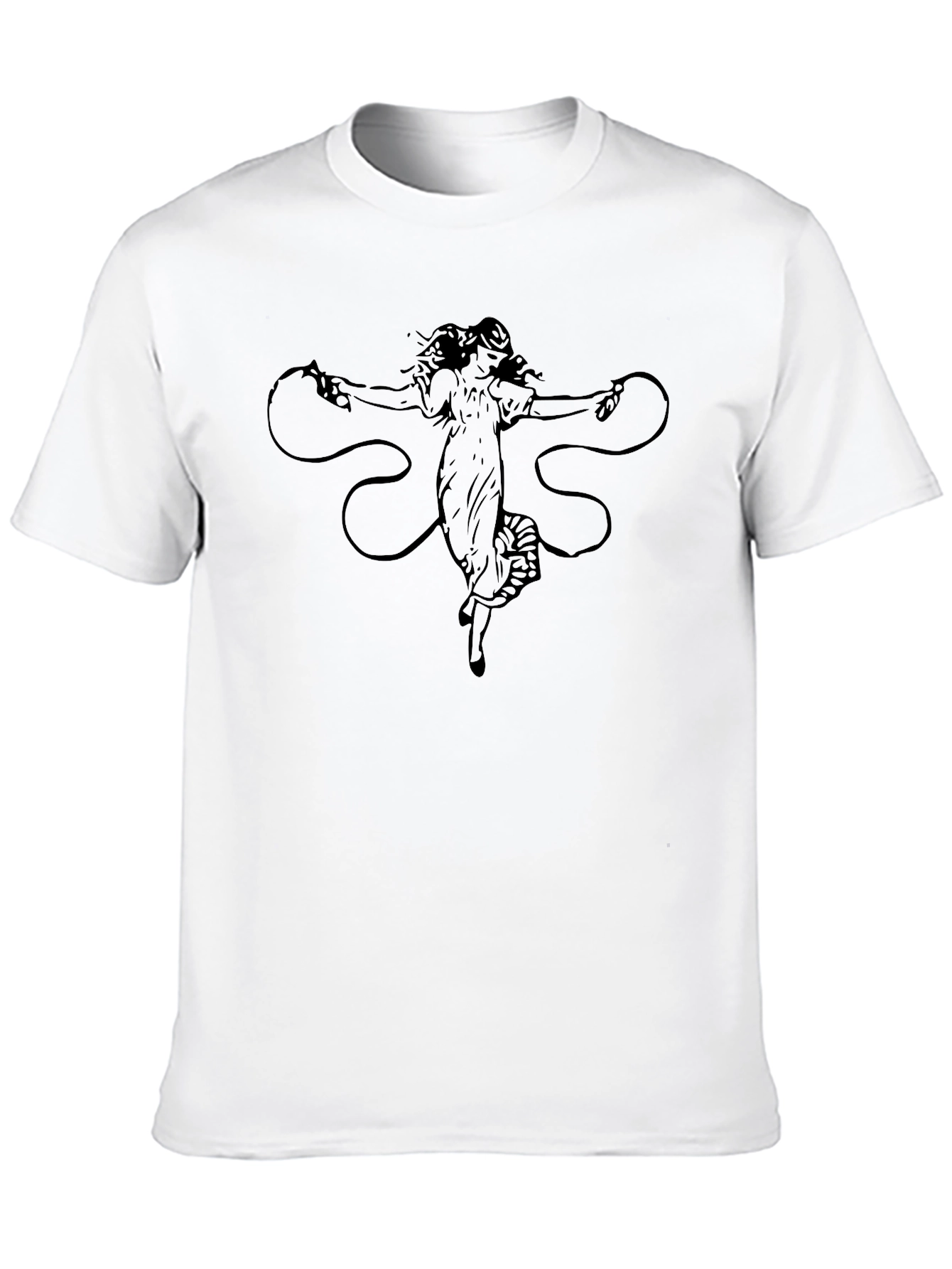 Art Nouveau Woman Graphic Tee - Black Cotton - 10
