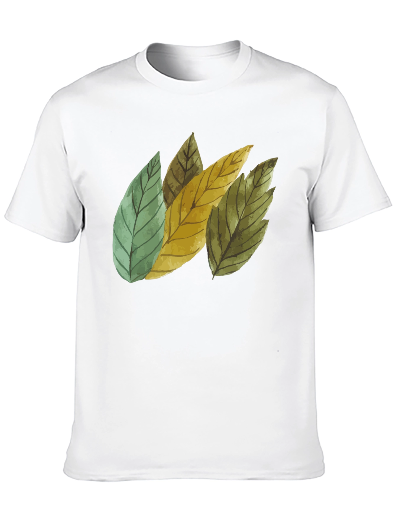 Black Leaf Design Black Cotton T-Shirt view 10