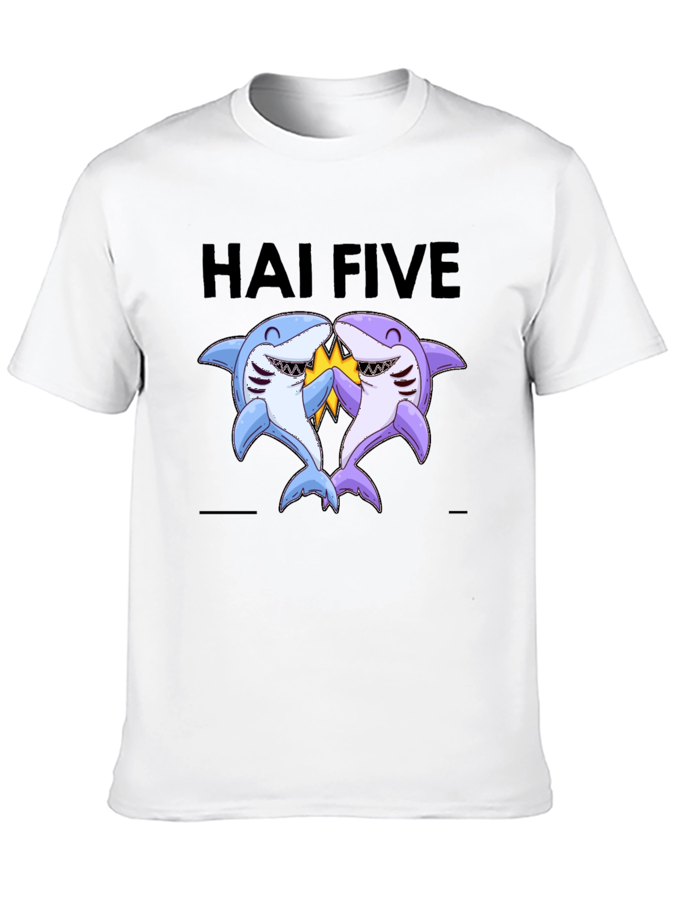Black Hai Five T-Shirt - Funny Shark High Five Tee view 10