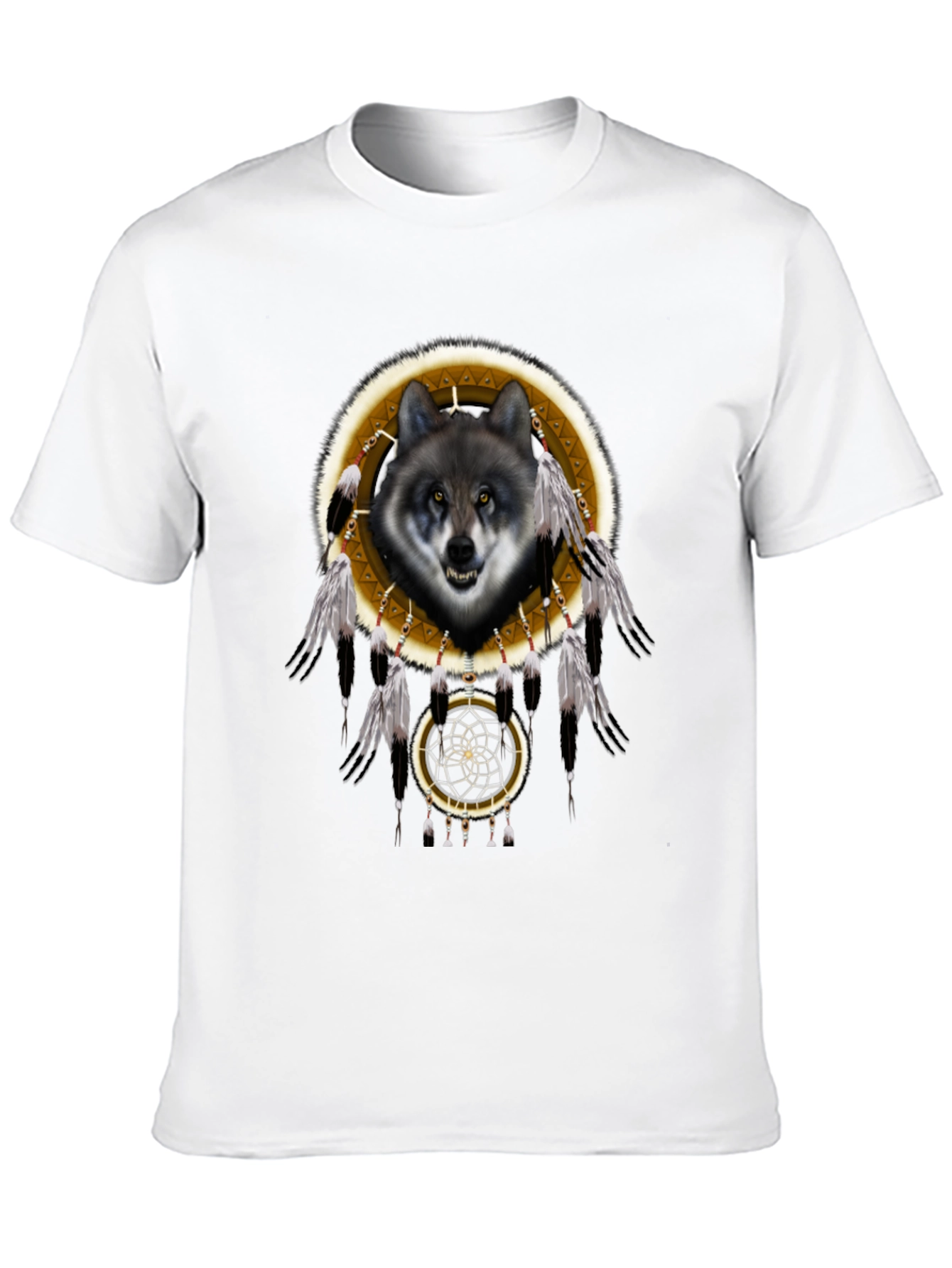 Black Wolf Dreamcatcher Graphic T-Shirt - Native American Inspired view 10