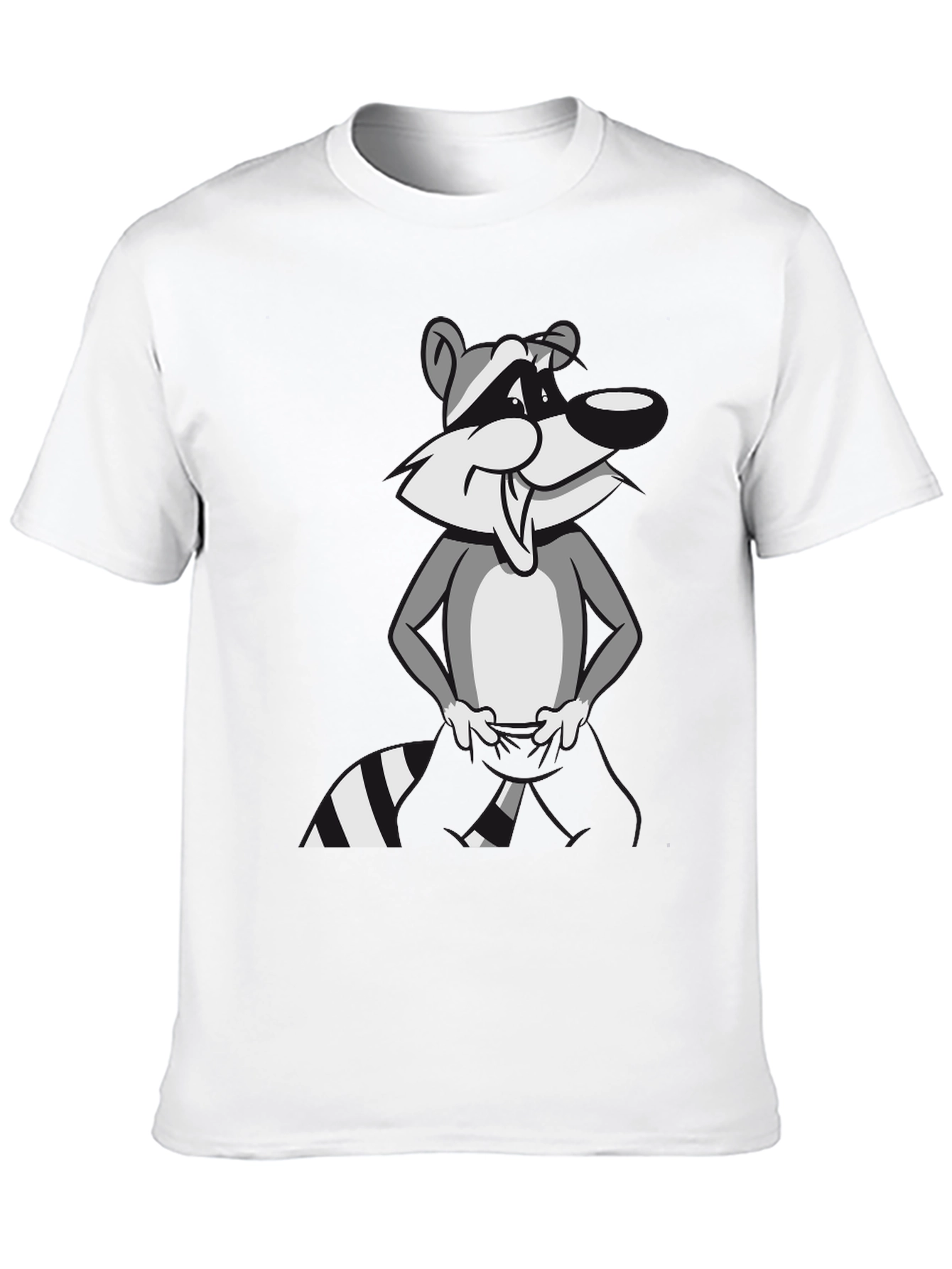 Black Cartoon Raccoon Graphic T-Shirt - Stylish Black Tee view 10