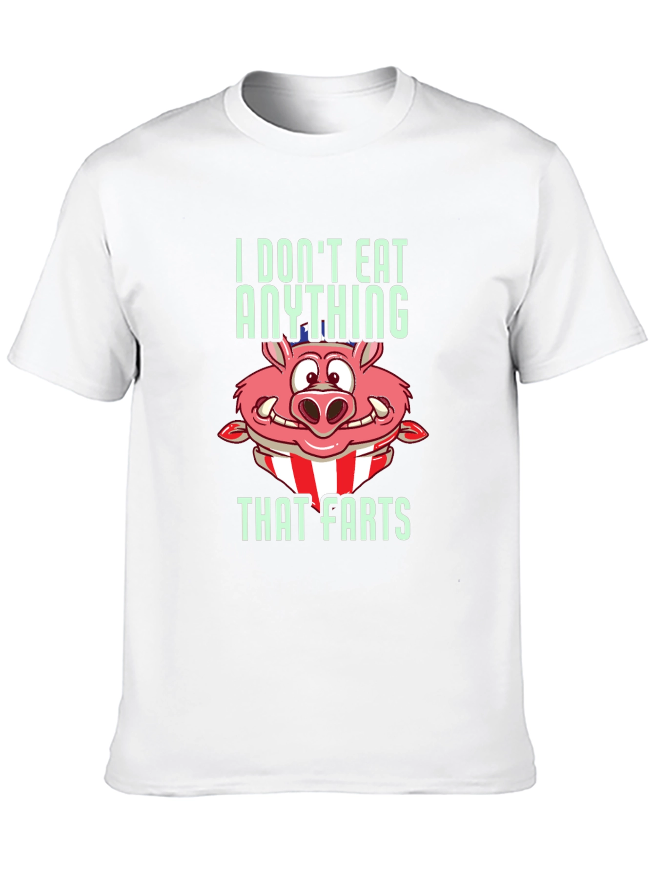 Black Funny Pig T-Shirt - I Don't Eat Anything That Farts view 10