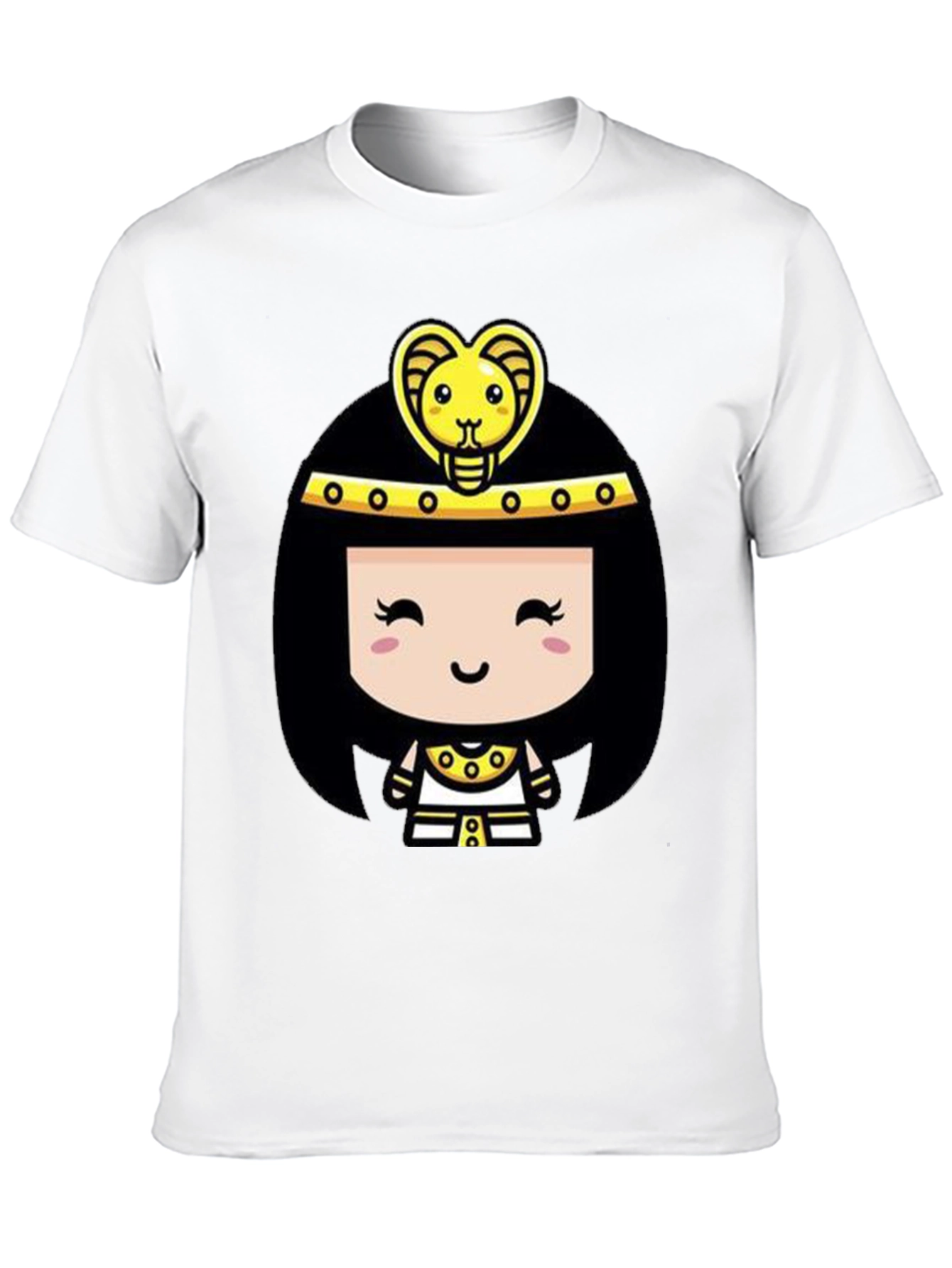 Black Egyptian Queen Cartoon Graphic Tee - Black Cotton T-Shirt view 10