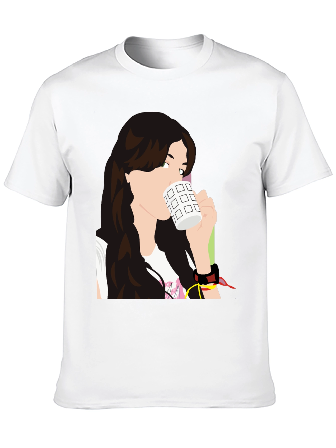 Black Stylish Woman Drinking Coffee Graphic T-Shirt view 10