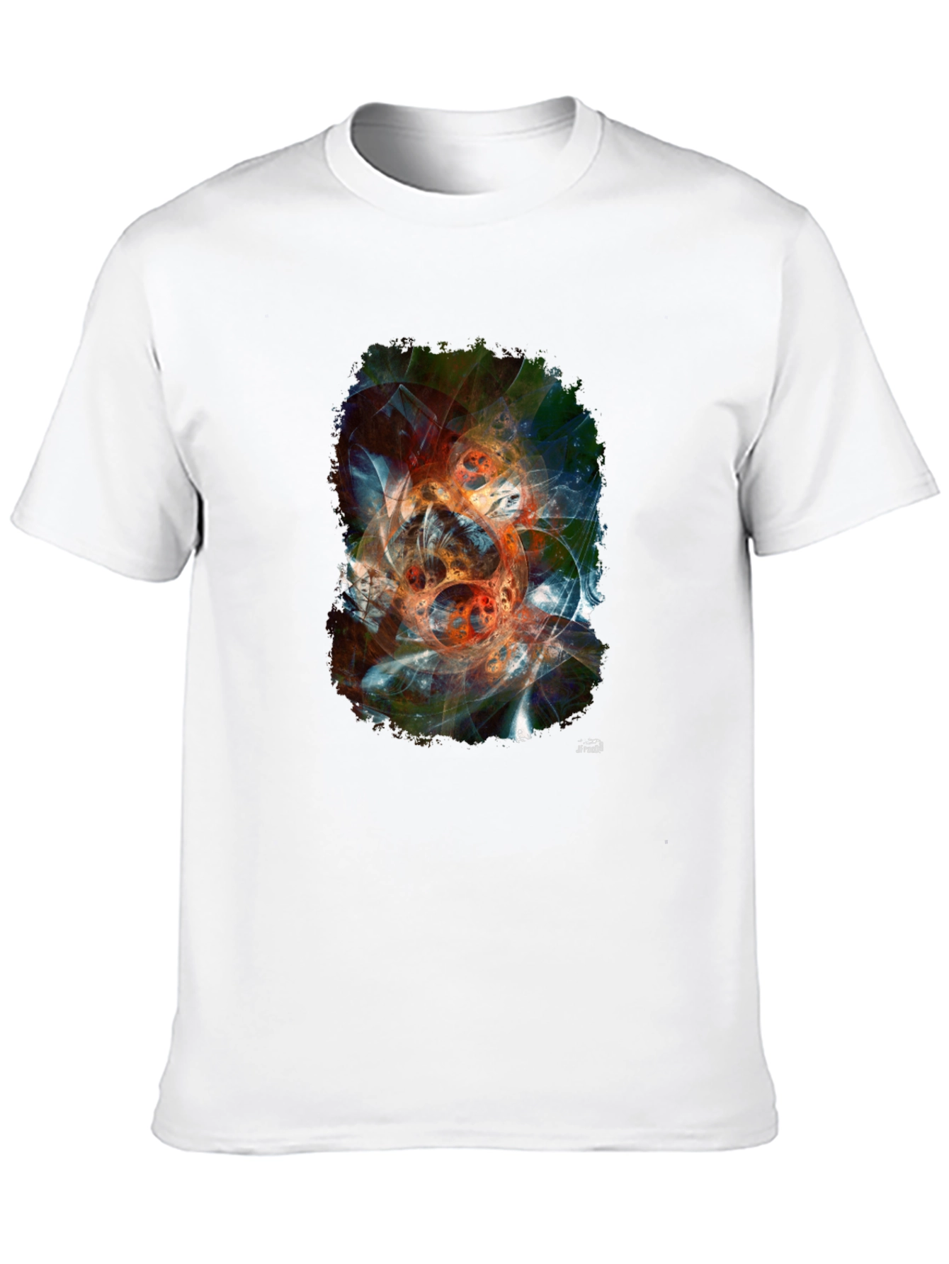 Abstract Fractal Graphic Print Black T-Shirt - 10