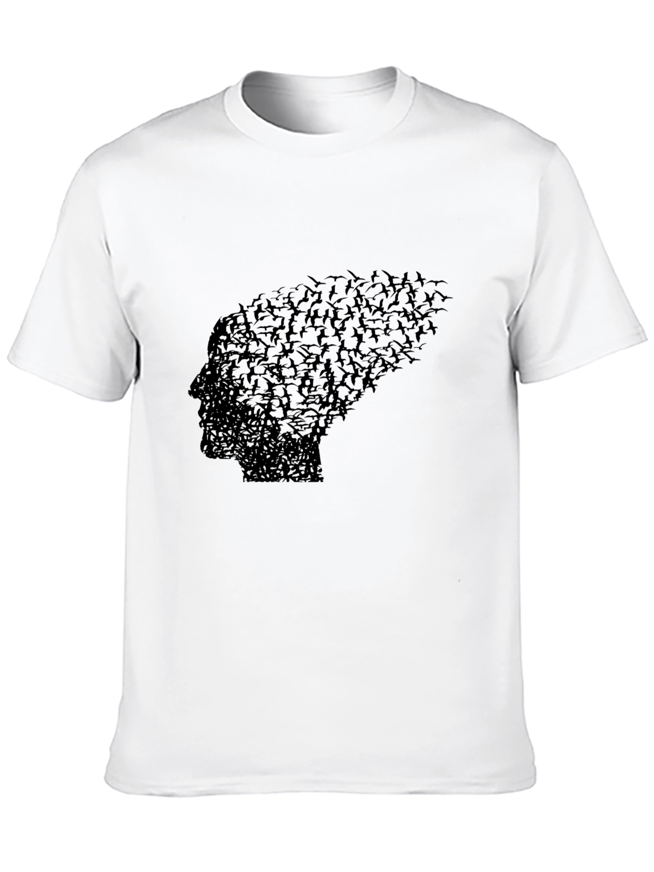 Black Bird Silhouette Head Black Graphic Tee view 10