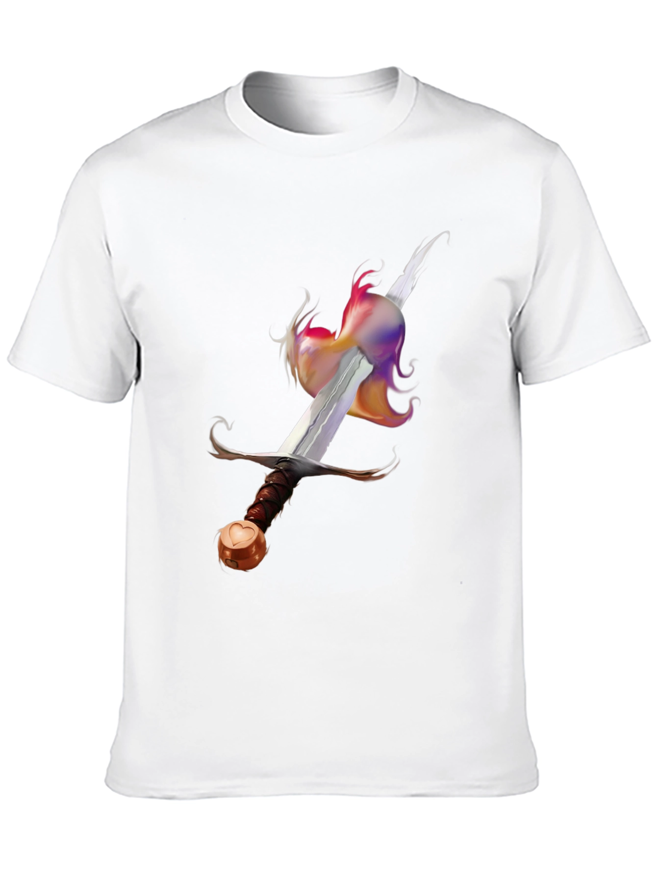 Black Sword & Rainbow Flame Graphic Tee - Unique Design! view 10