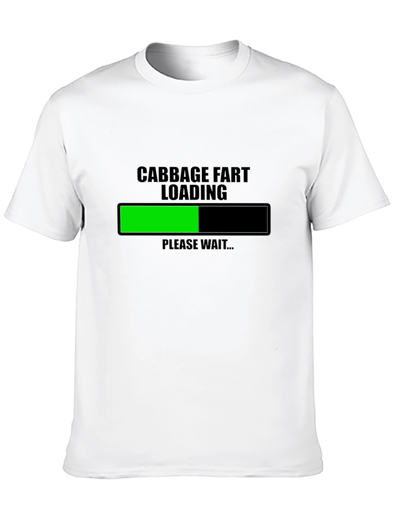 Black Cabbage Fart Loading Funny Graphic T-Shirt view 10